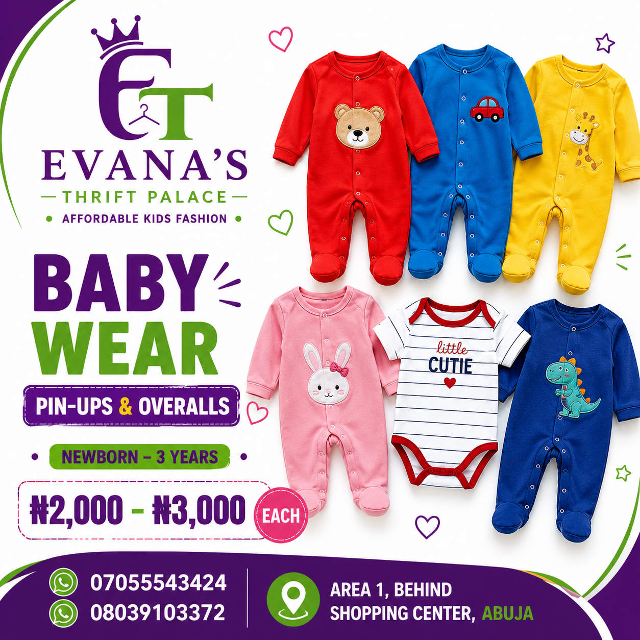 Kids Thrift Wears in Abuja (Evana's Thrift Palace) Facebook ad: Dress your adorable babies in style without breaking the…