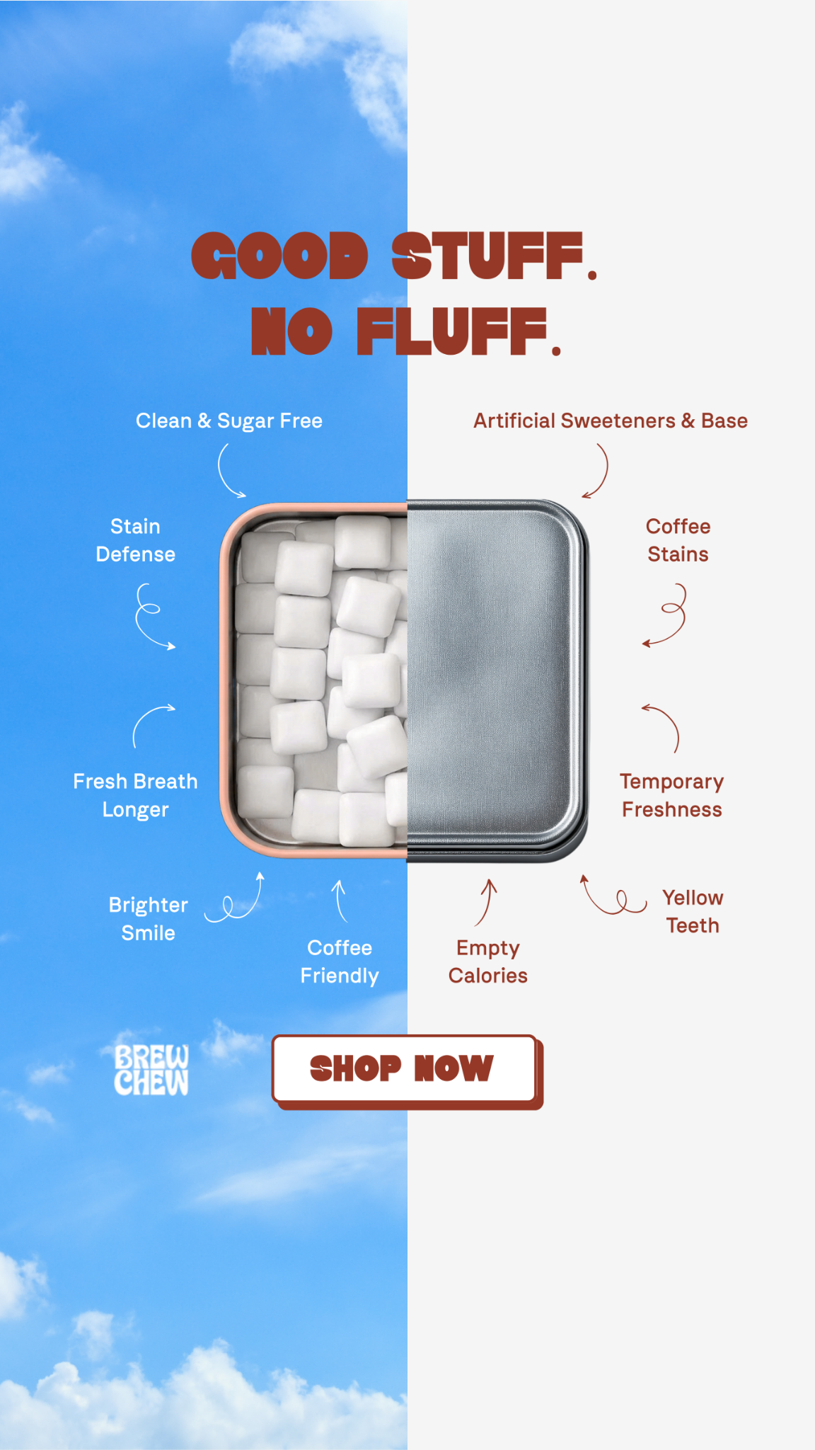 Brew Chew Gum Facebook ad: Stop Brushing After Coffee, Chew This Instead