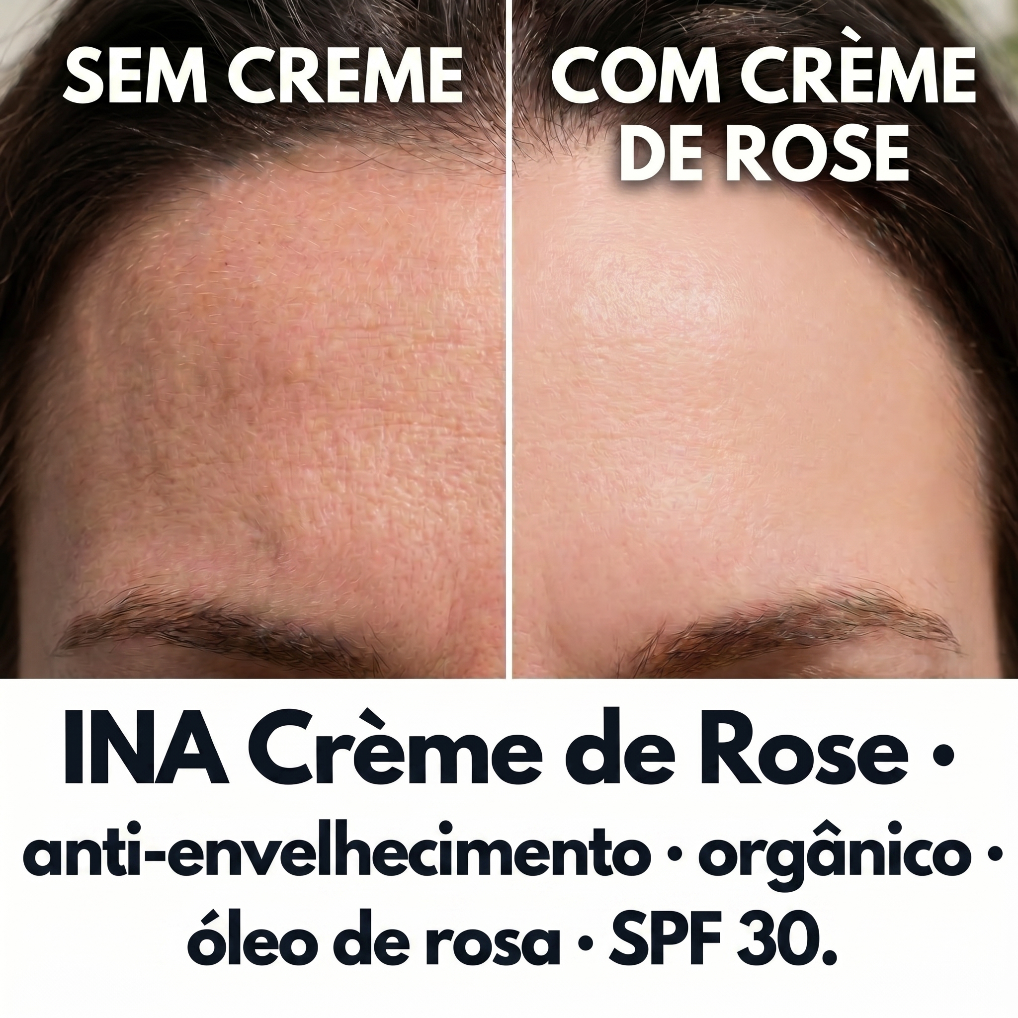 InaEssentials.PT - Cosméticos Orgânicos Familiares Facebook ad: A mesma testa, duas histórias diferentes