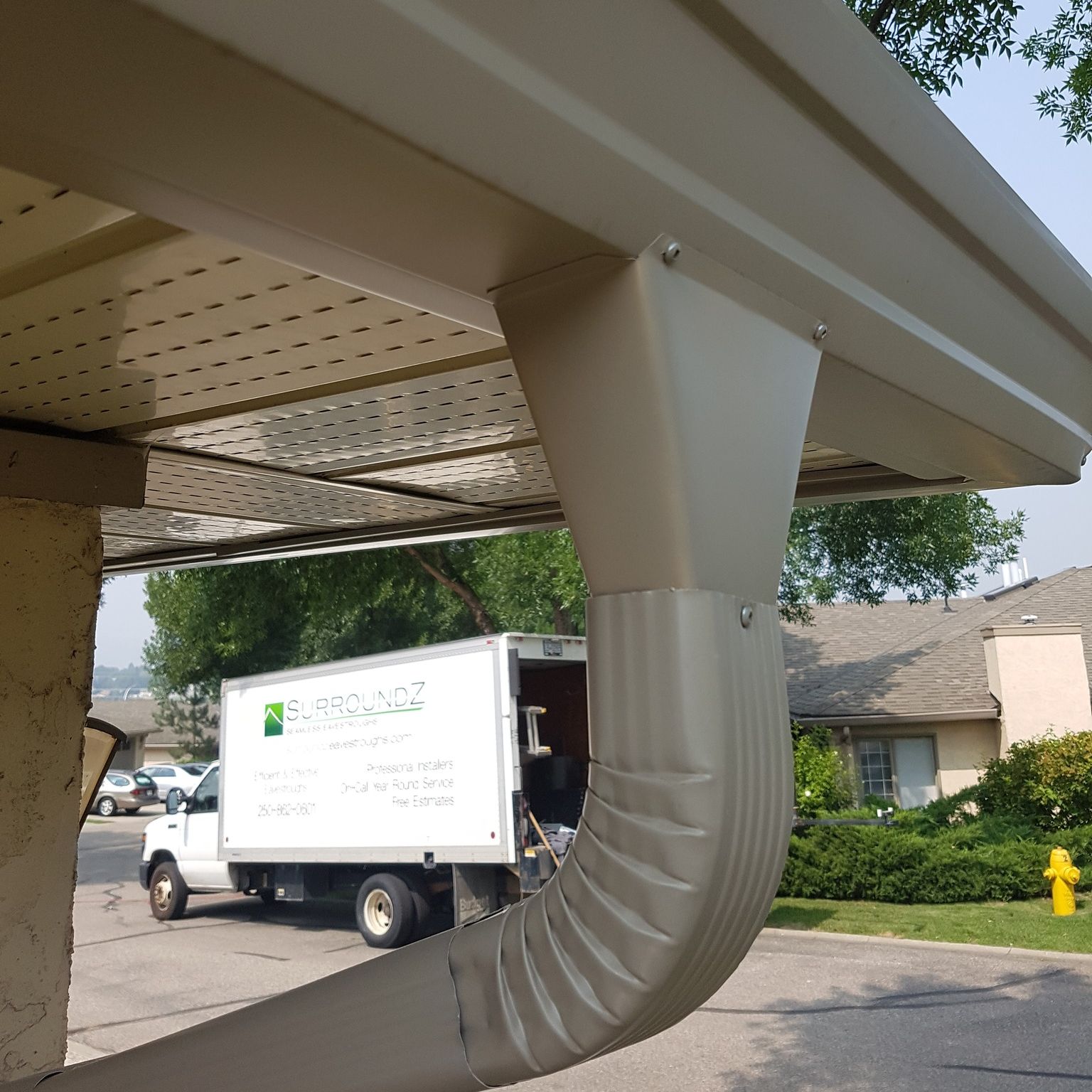 SurroundZ Seamless Eavestroughs Inc. Facebook ad: Protect Your Home with Continuous Gutters, Soffits, Fascia…