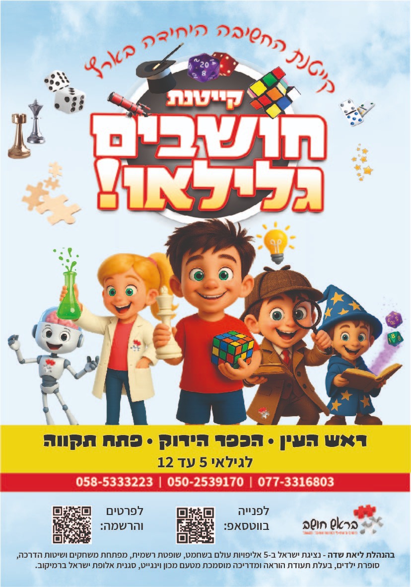 בראש חושב - המרכז הישראלי לפיתוח החשיבה והגשמה Facebook ad: קייטנת קיץ לילדים שאוהבים לחשוב