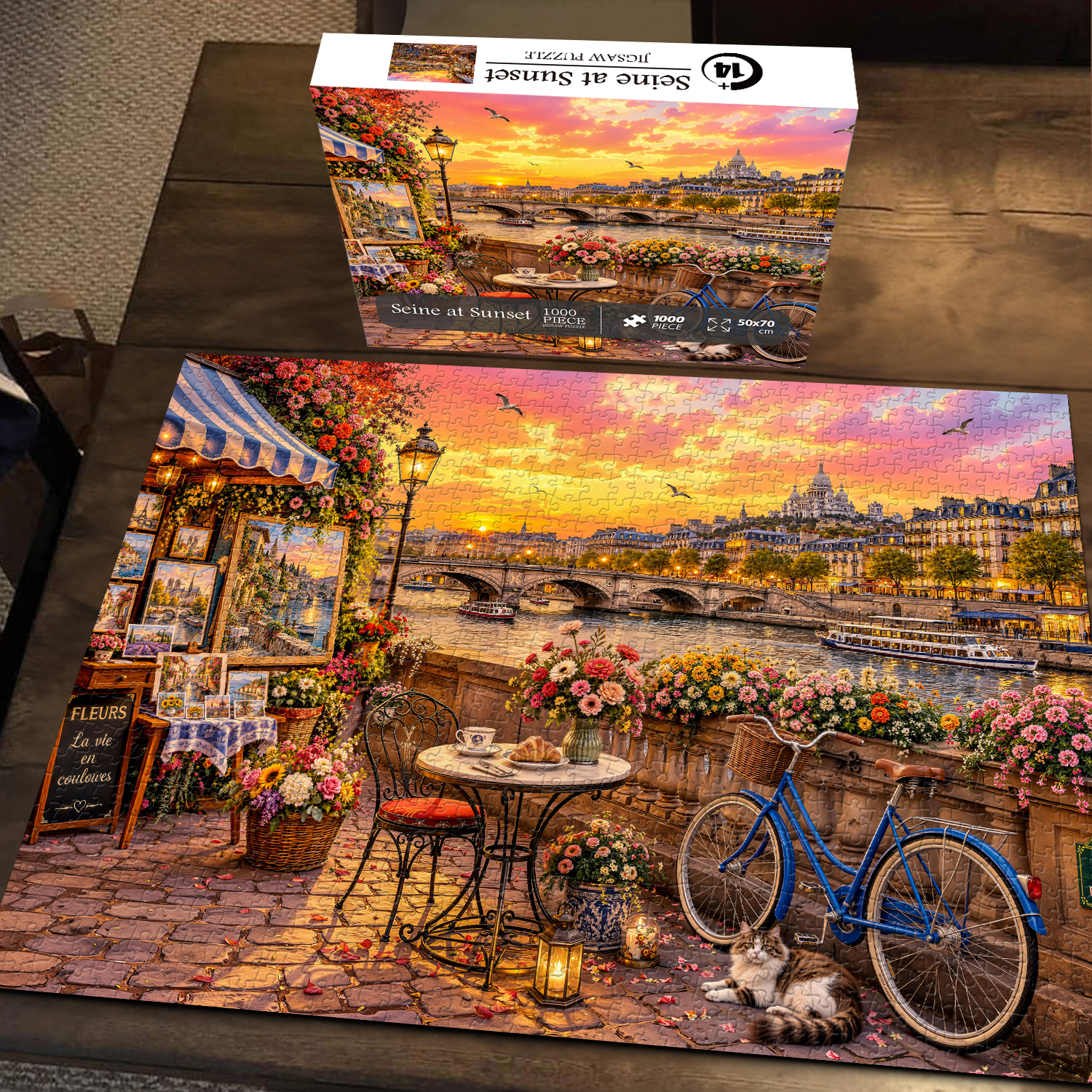 Bboldin Facebook ad: Seine at Sunset Jigsaw Puzzle 1000 Pieces