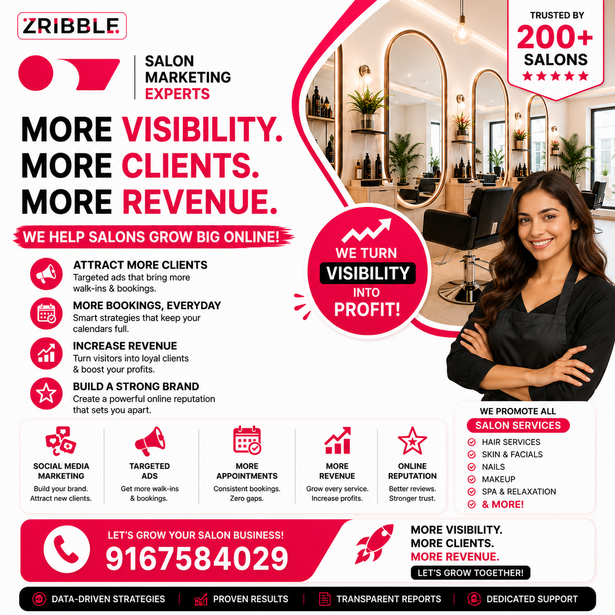 Zribble Facebook ad: Your Salon Deserves More Bookings. More Revenue. More…