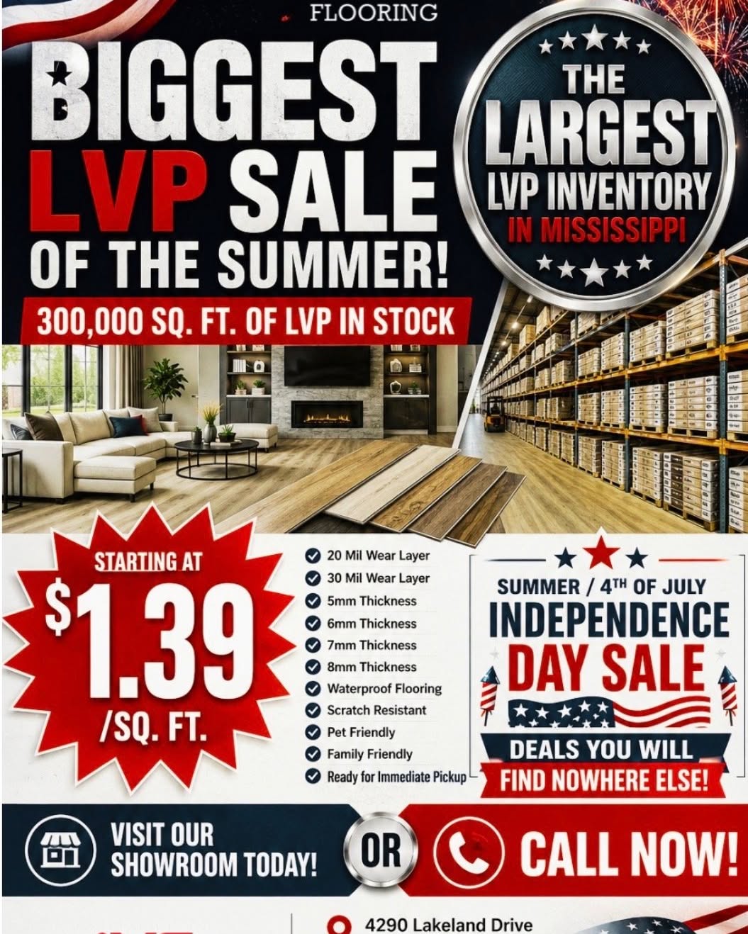 Kyler Johnson Facebook ad: LVP 7X48 20mil 5mm LVP In Stock (Butcher Block 10,000Sq…