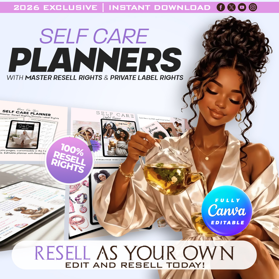 MelaninBrand Facebook ad: 330 Melanin Self-Care Planner with Resell Rights
