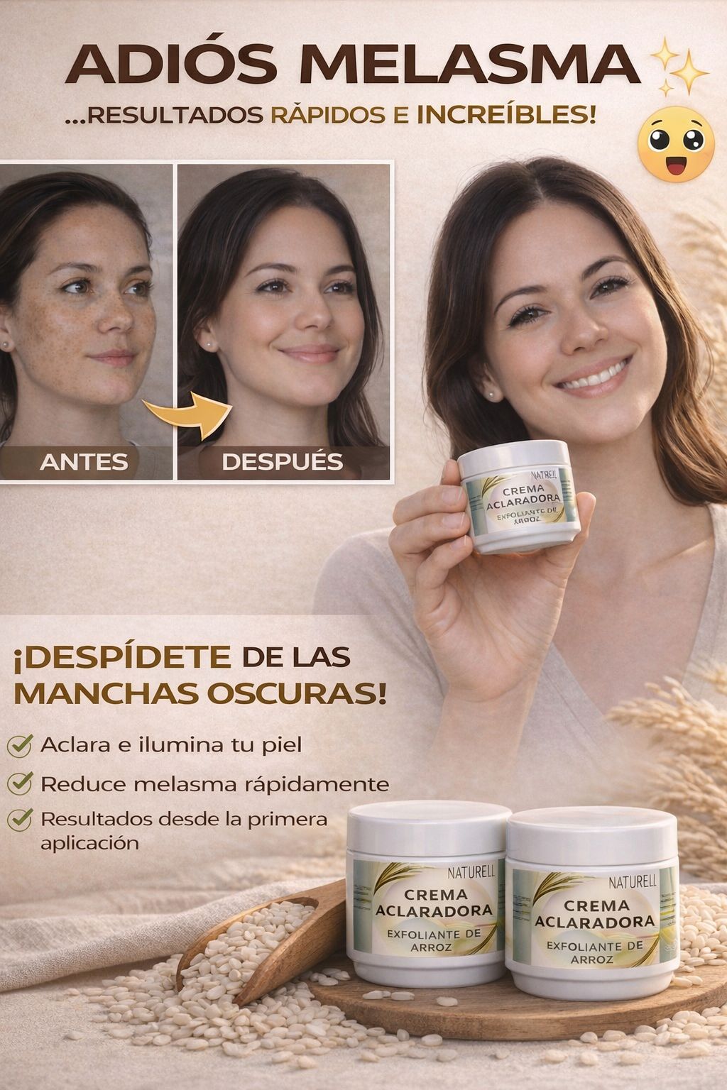 Naturelisv Facebook ad: ¡Renueva tu piel y recupera tu brillo natural!