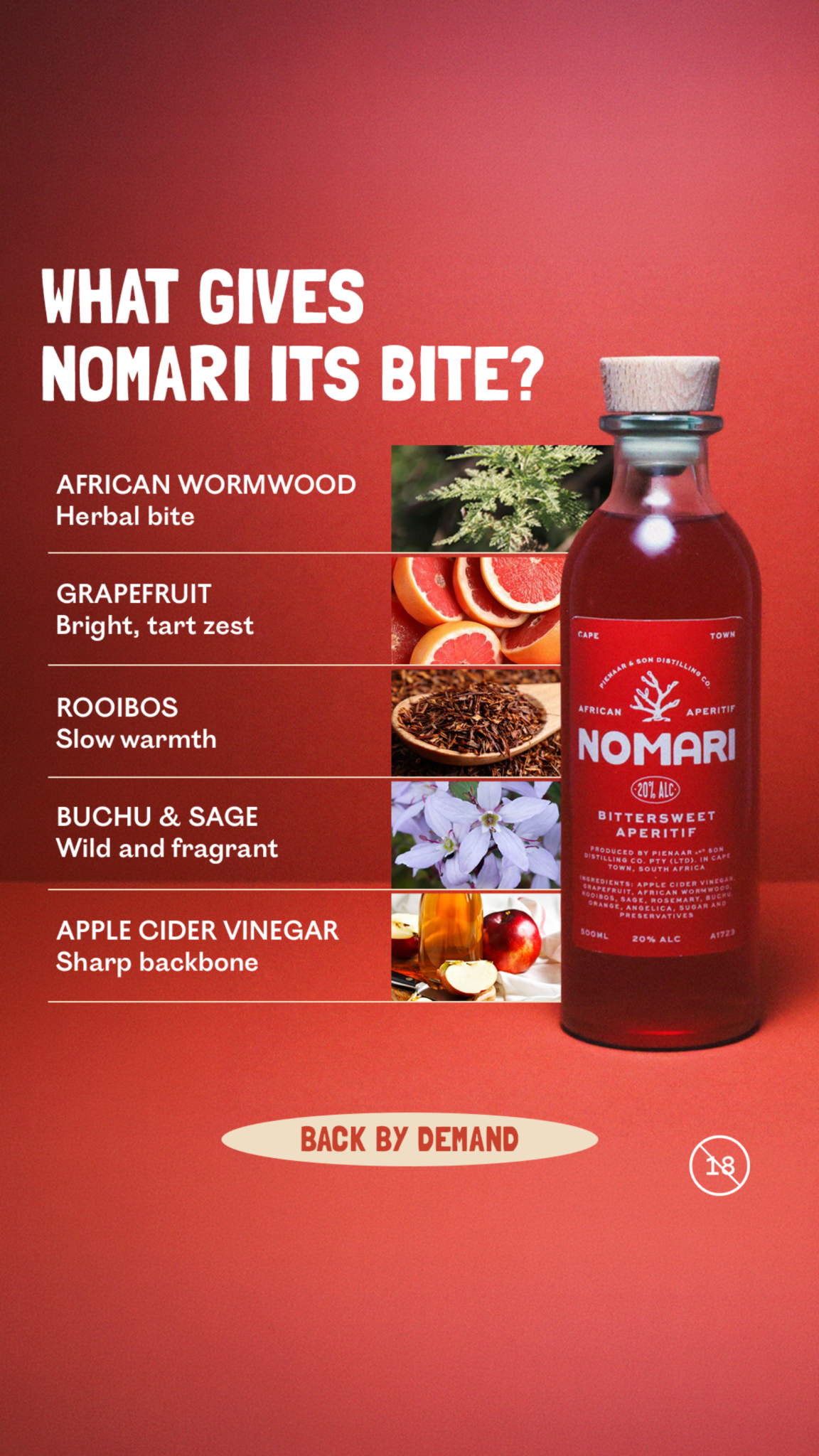 Pienaar & Son Distilling Co. Facebook ad: Bitter. Bold. Back In Stock