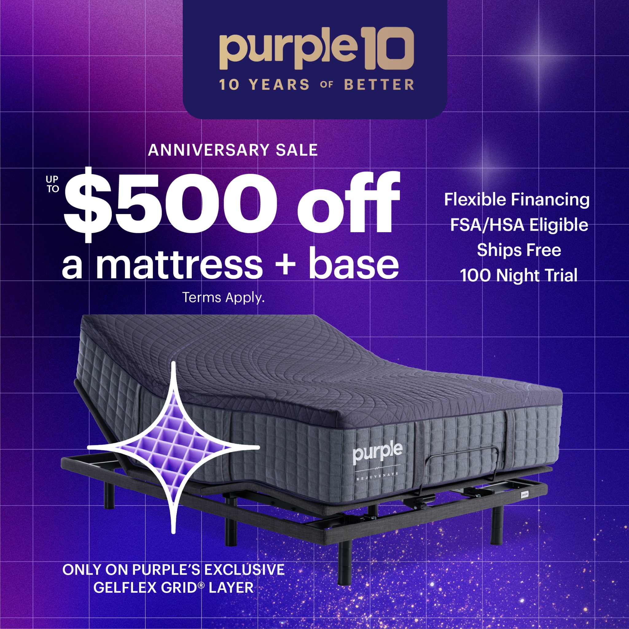 Purple Facebook ad: Sale