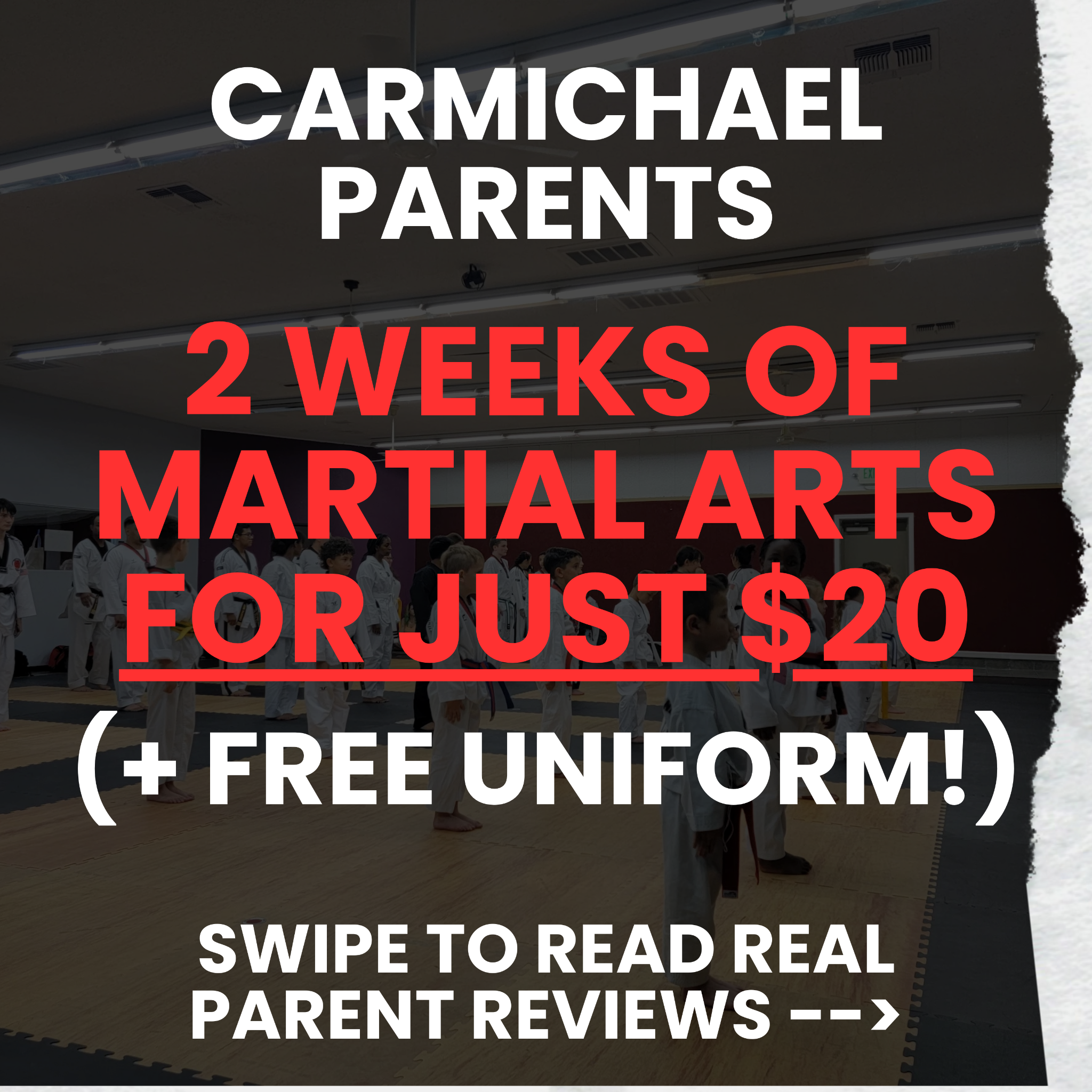 Carmichael Academy - Family Taekwondo Facebook ad: Attention Carmichael Parents!