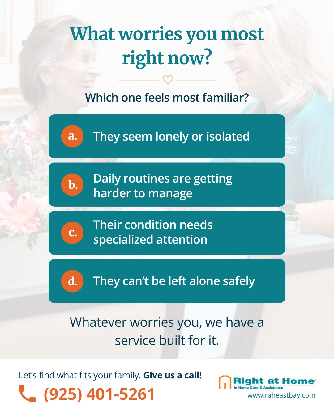 Right at Home East Bay Facebook ad: Home Care Services | Senior Care Services | Right at Home…