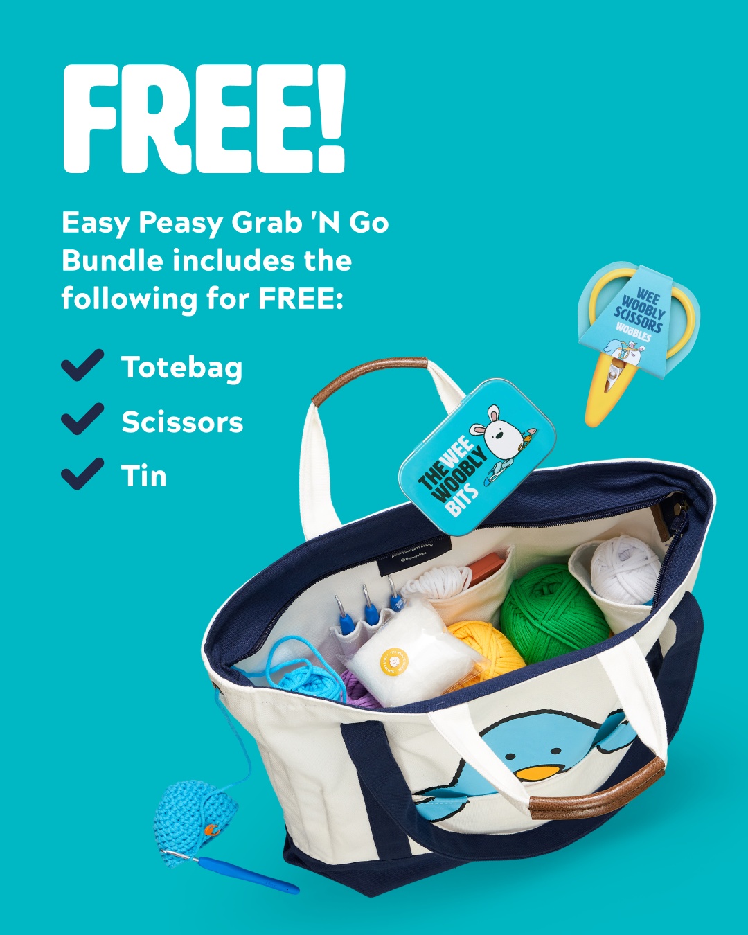 The Woobles Facebook ad: Free Tote Bag with Purchase