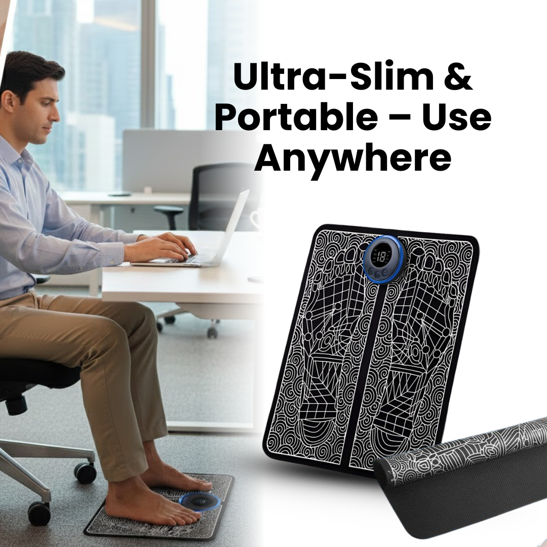 CS Fit and Well Facebook ad: Portable EMS Foot Therapy for Daily Comfort!