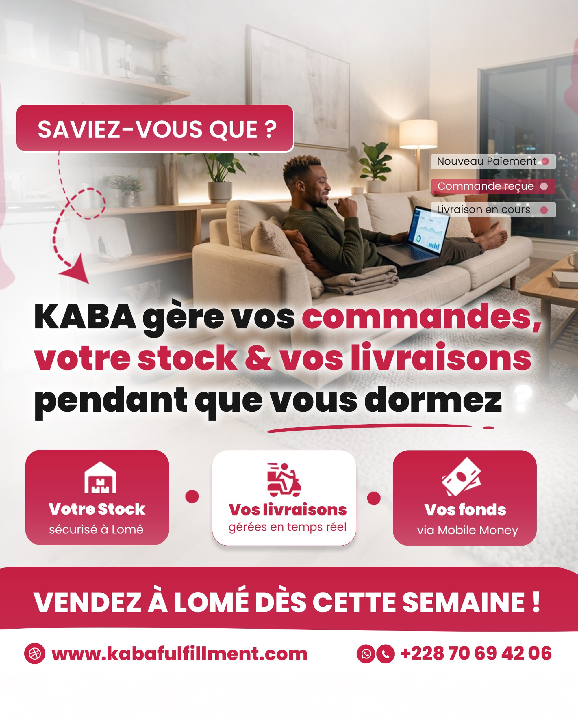 Kaba Delivery Facebook ad: Vendez au Togo avec Kaba.