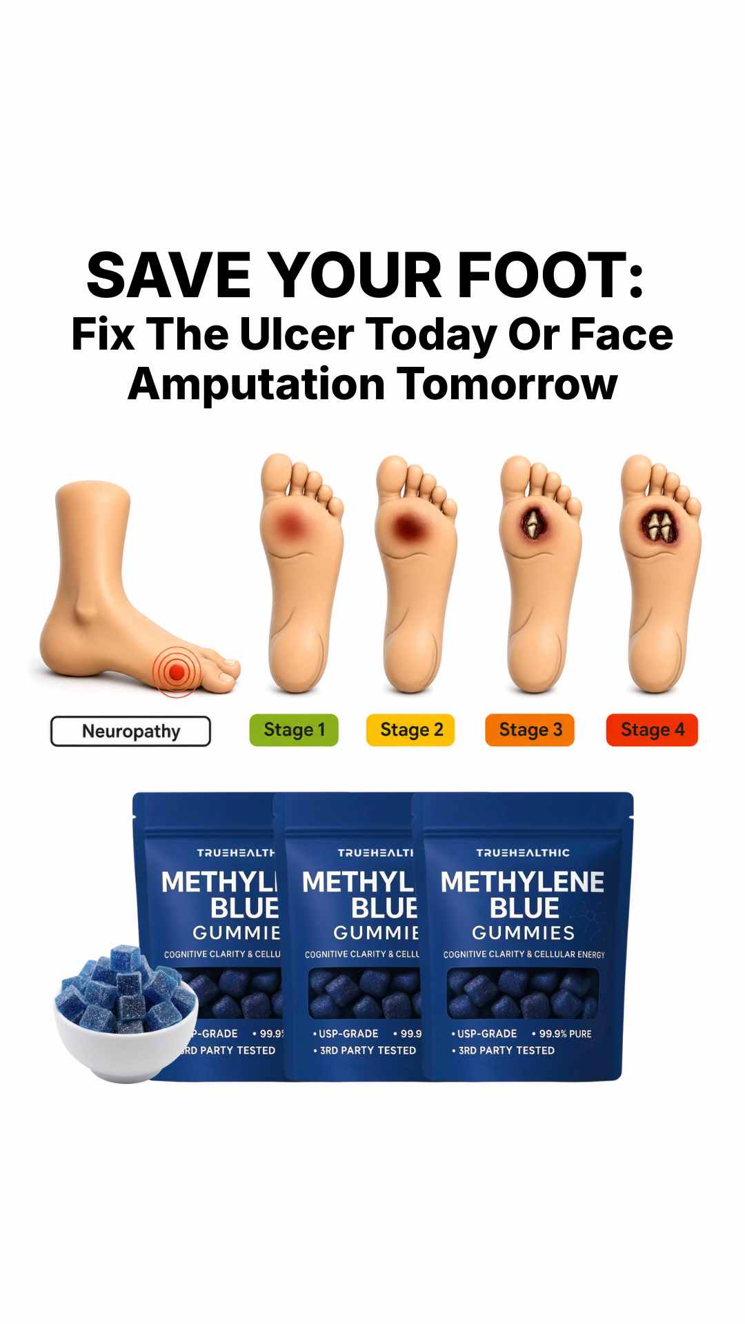 The Seniors Health Report Facebook ad: I tell my NEUROPATHY patients to take methylene blue…