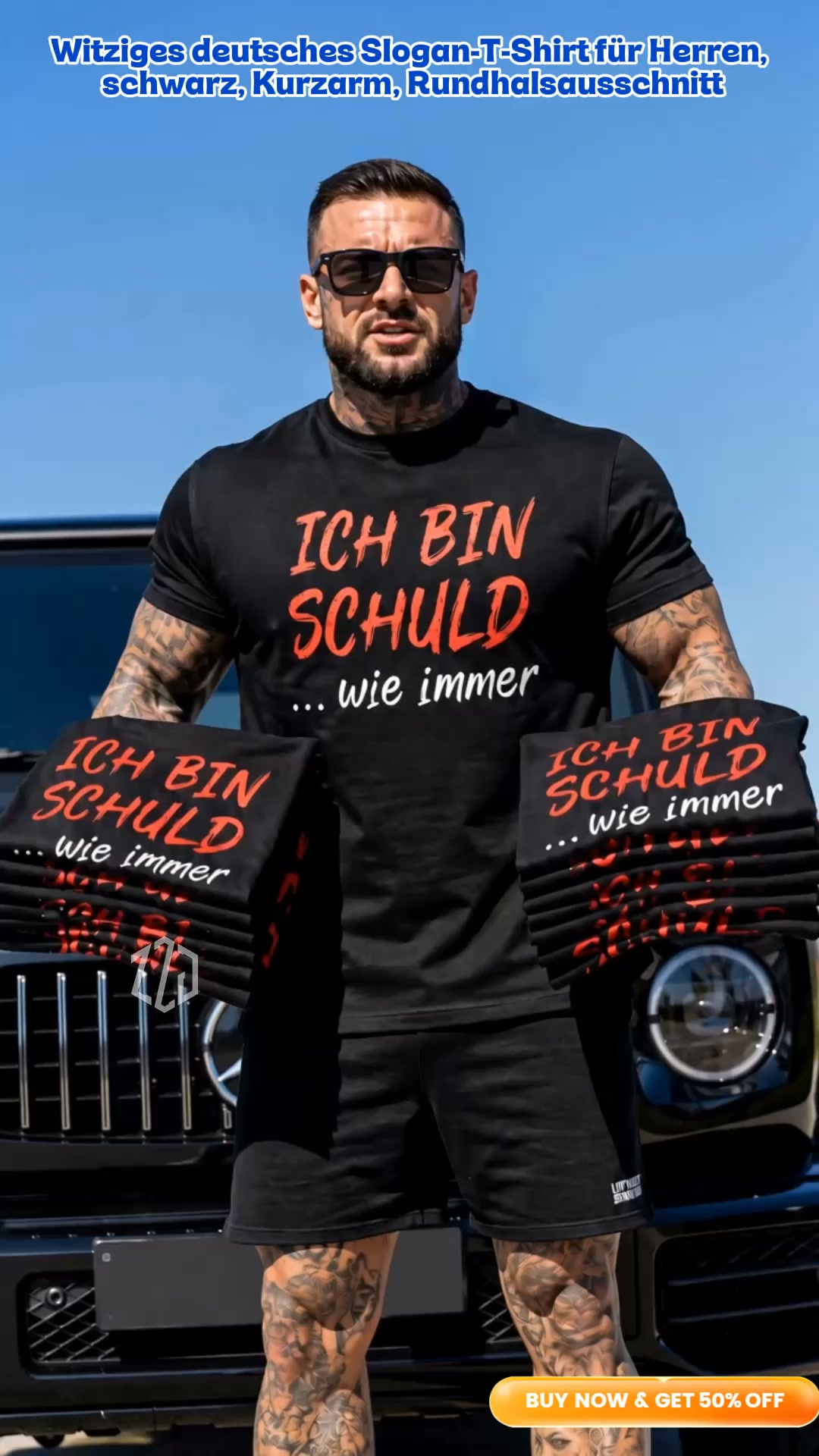 Helherting Facebook ad: Lustiges Herren T-Shirt mit deutschem Spruch-Druck