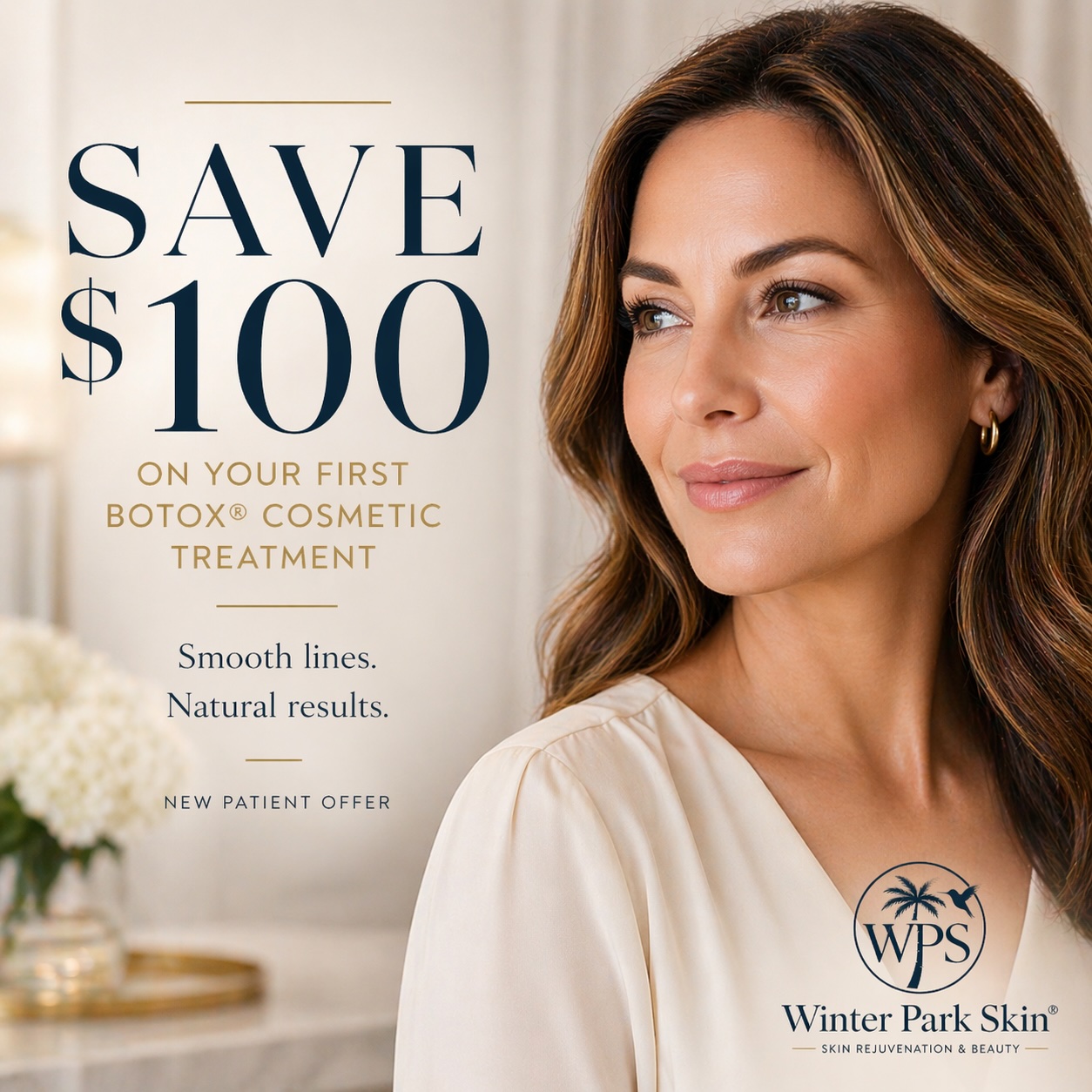 Winter Park Skin Facebook ad: Save $100 on Your First Botox Treatment