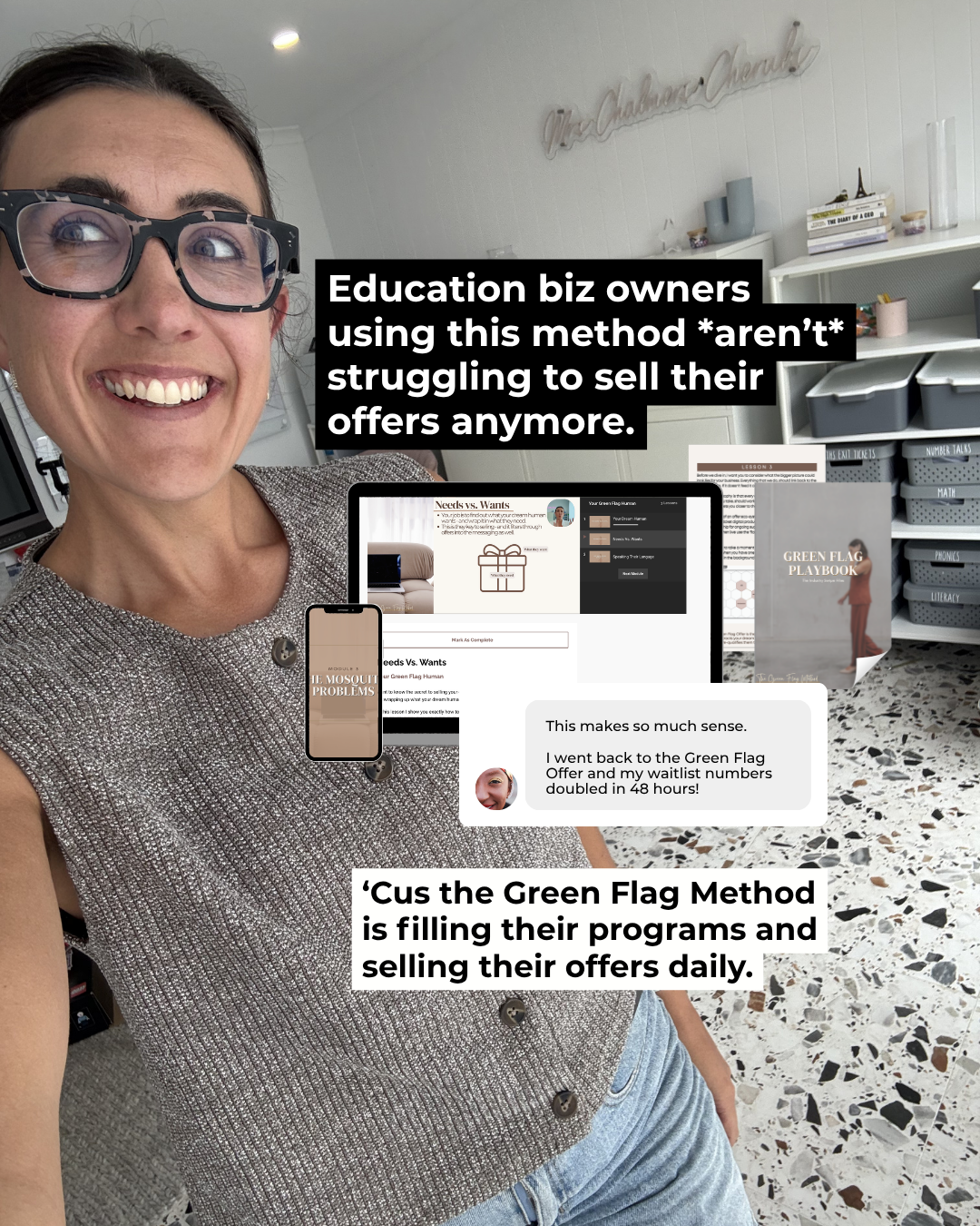 Julia Chalmers Facebook ad: Education biz owners: ready to stop wondering why no one's…