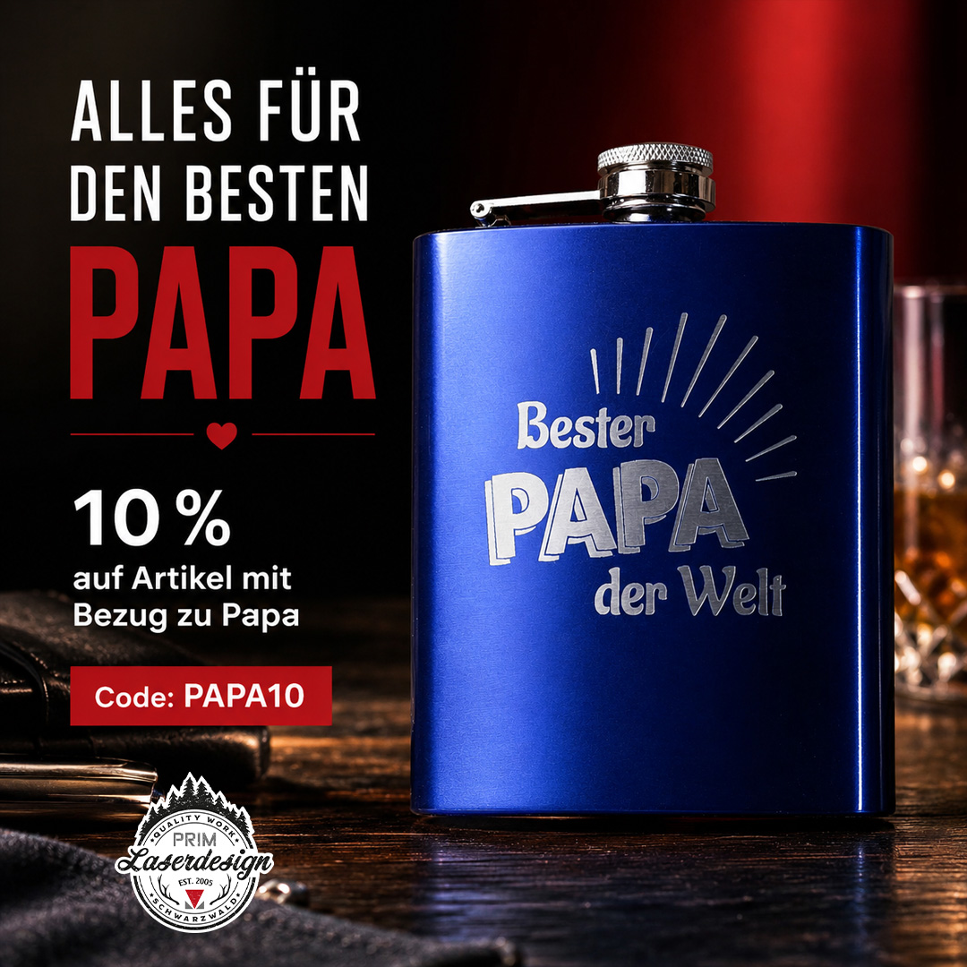 PRIM Laserdesign Facebook ad: Persönliche Geschenke zum Vatertag dank Lasergravur!