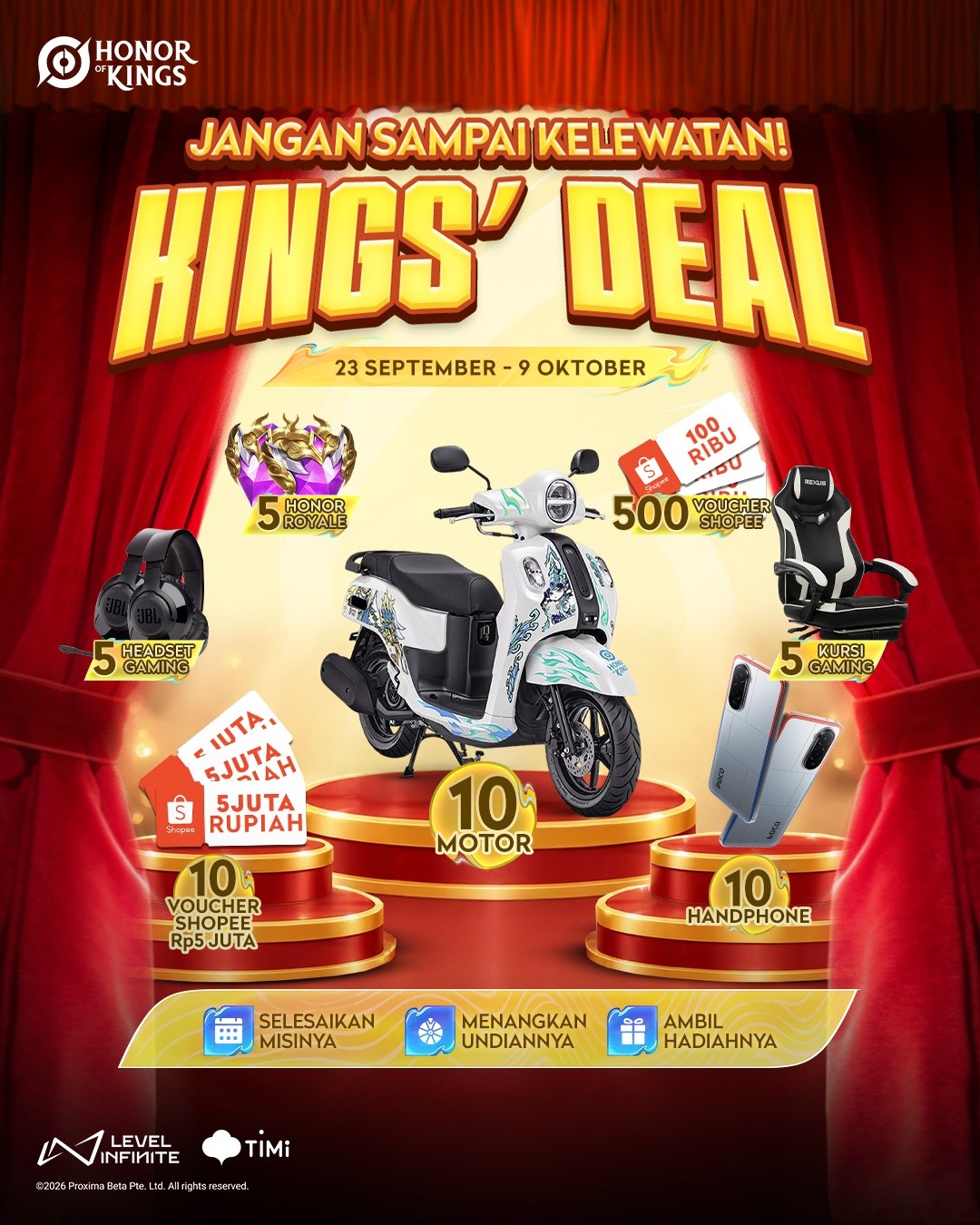 Honor of Kings Facebook ad: Saatnya berburu KINGS’ DEAL & SUPER PRIZES!