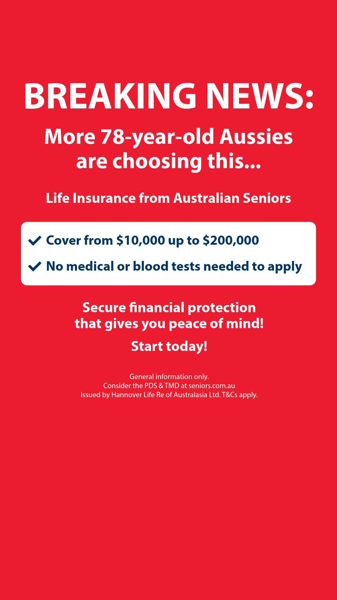 Australian Seniors Insurance Agency Facebook ad