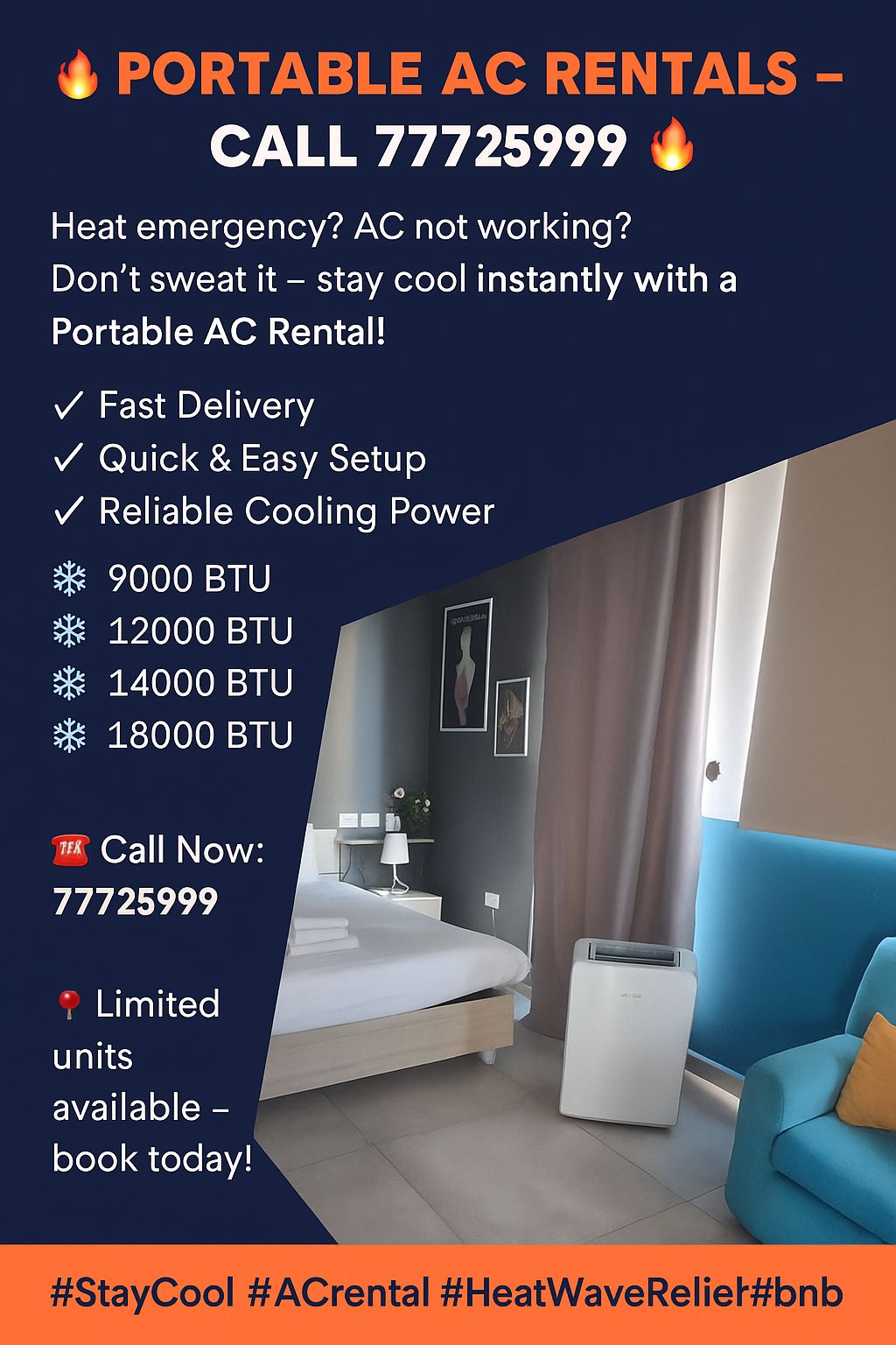 Portable AC Rental Facebook ad: US FOR DISCOUNTS