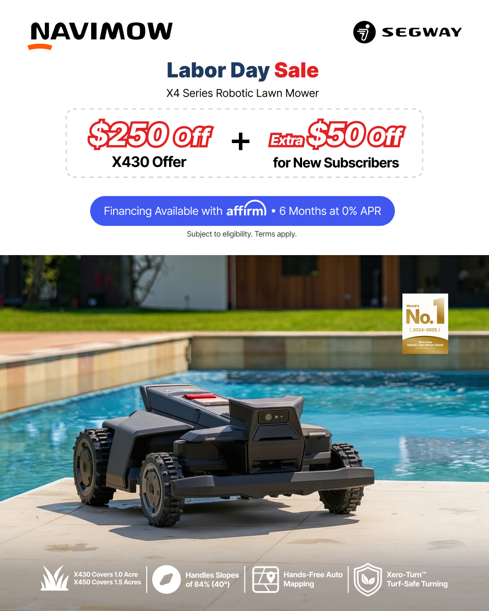 Segway Navimow Facebook ad: $250 OFF X430 Mower | Navimow Labor Day Deals