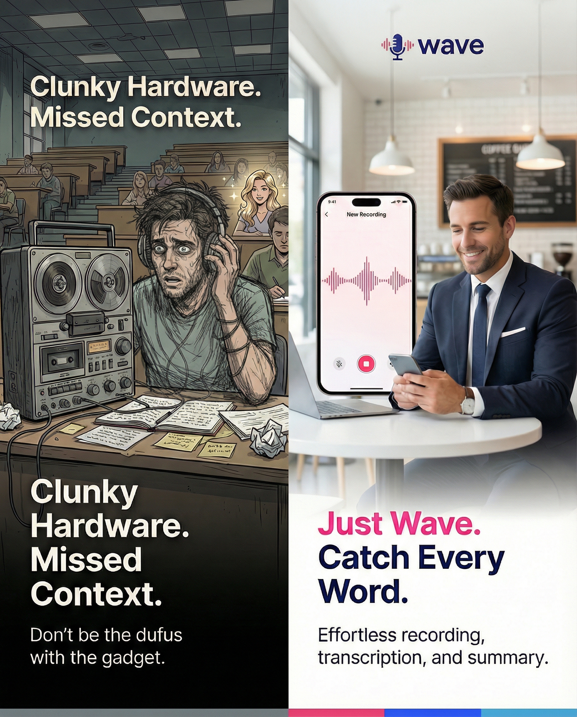Wave AI Note Taker Facebook ad