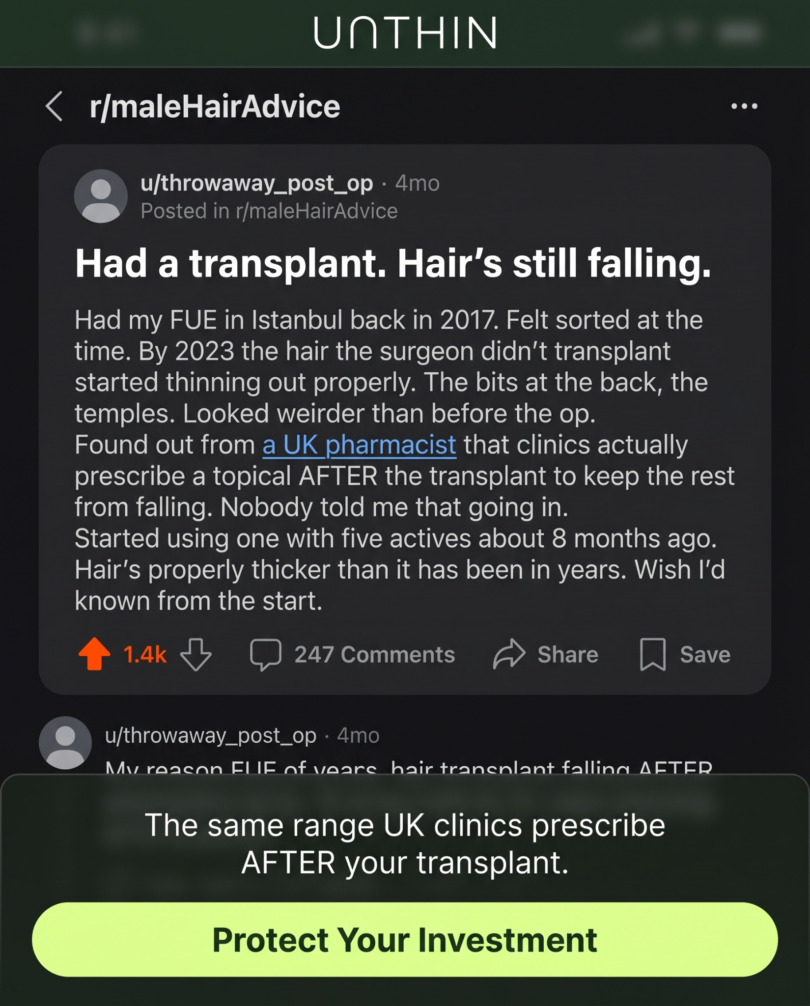 Unthinhair Facebook ad
