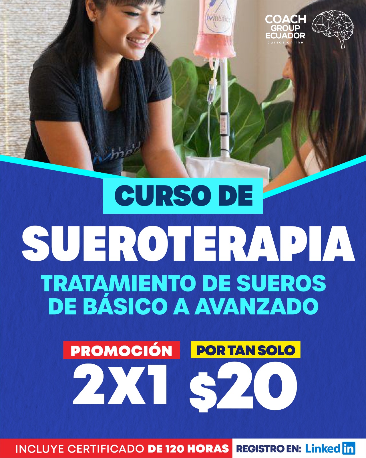 Cursos Online Coach Group Facebook ad: CURSO DE SUEROTERAPIA
