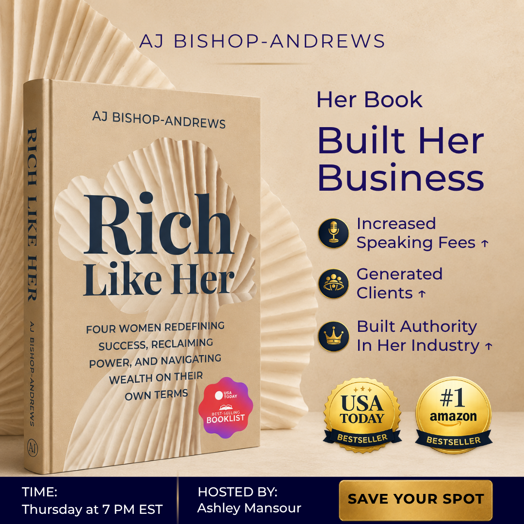 Ashley Mansour Facebook ad: Publish Your Authority Book In As Little As 90 Days