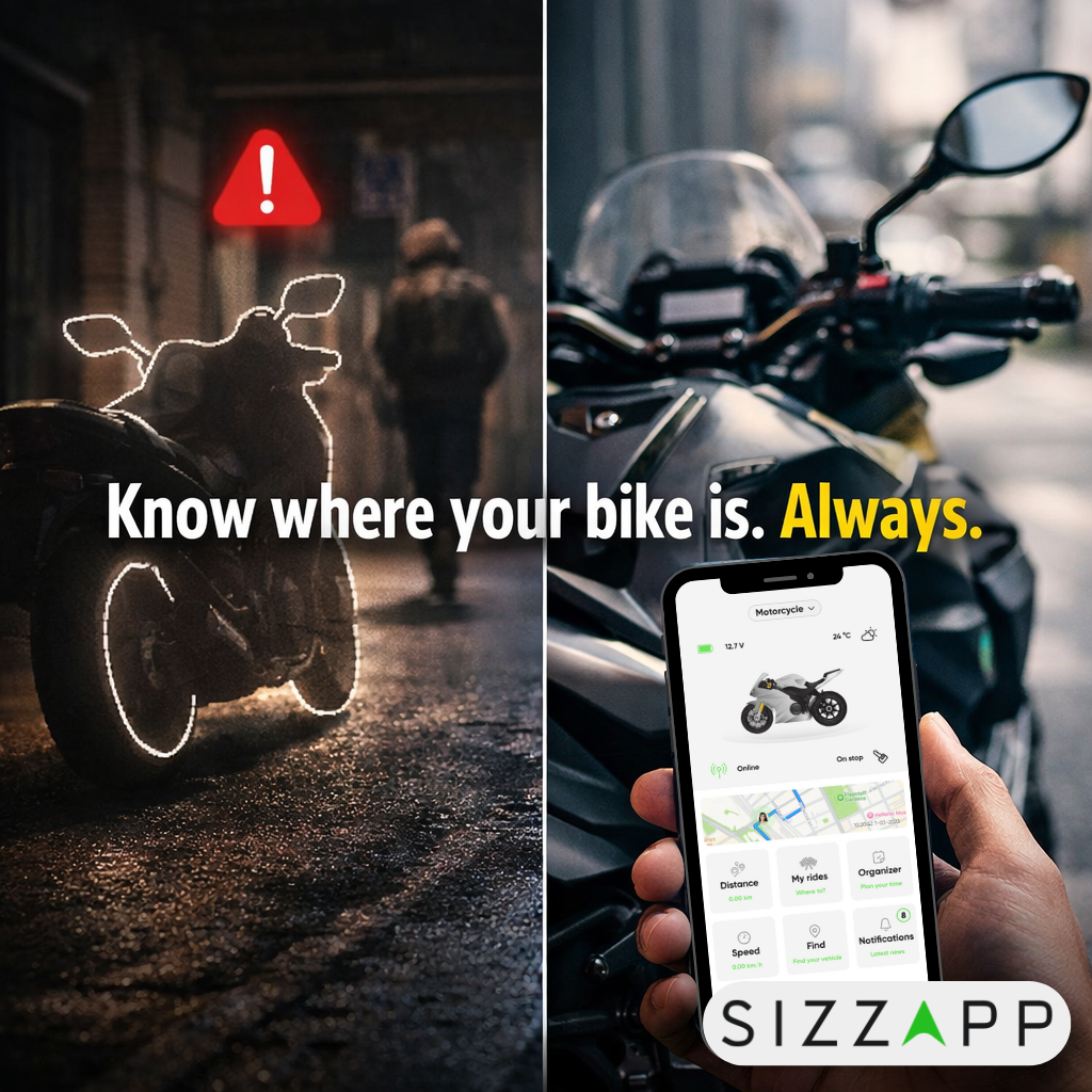 SIZZAPP Facebook ad: Peace of Mind for Riders