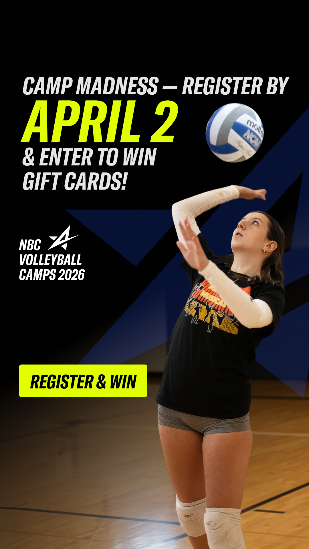 NBC Volleyball Camps! Facebook ad from Mar 17, 2026