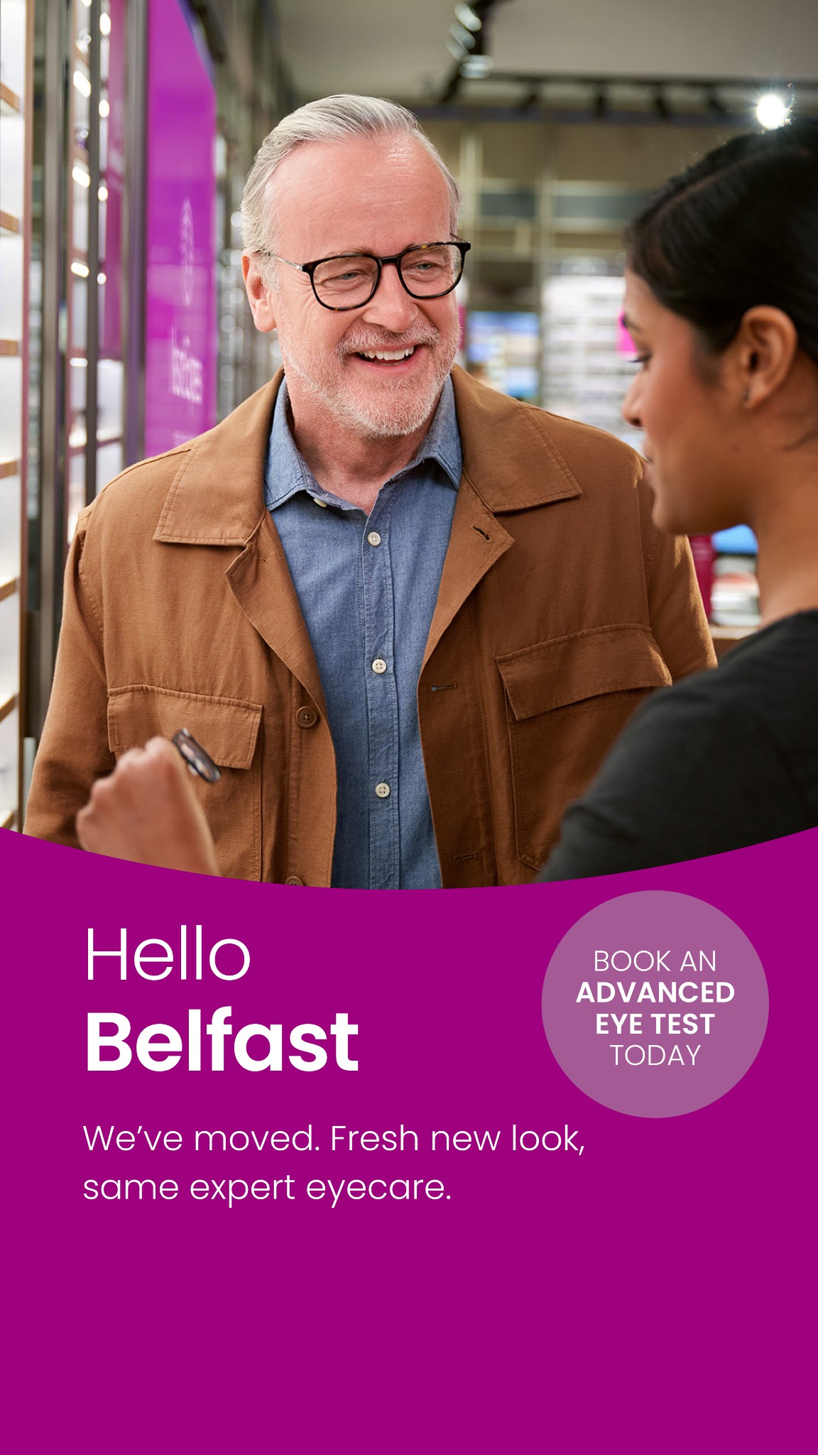 Vision Express Facebook ad: Book an Advanced Eye Test