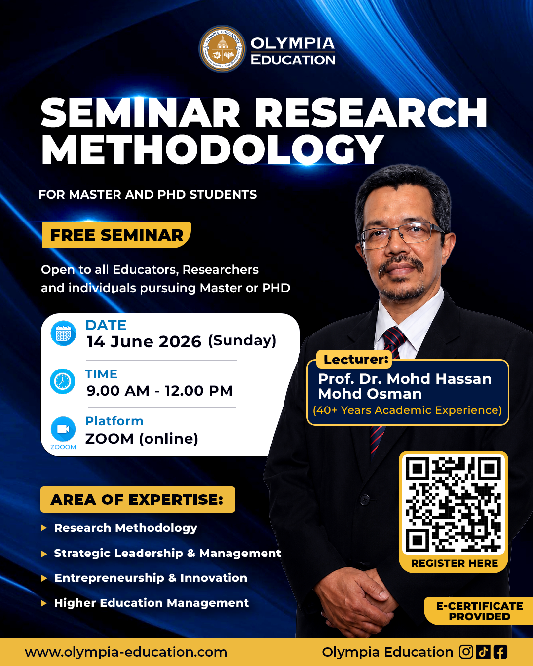 Olympia PEACE Facebook ad: Master Your Research Journey - FREE Seminar!