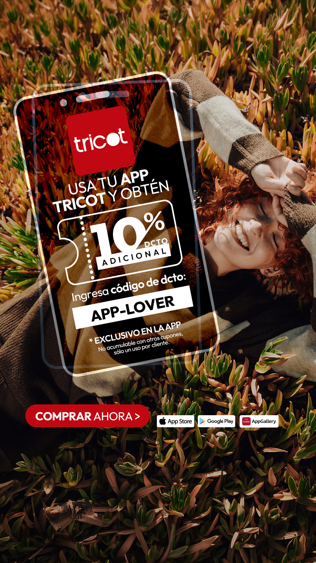 Tricot Facebook ad: 10% OFF exclusivo en APP