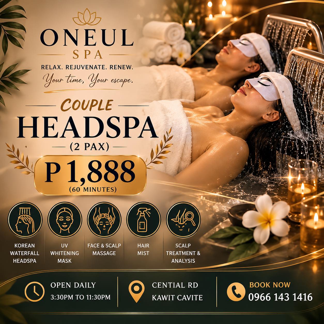 Oneul Beauty and Wellness by Delyn Facebook ad: Luxury Couple Head Spa