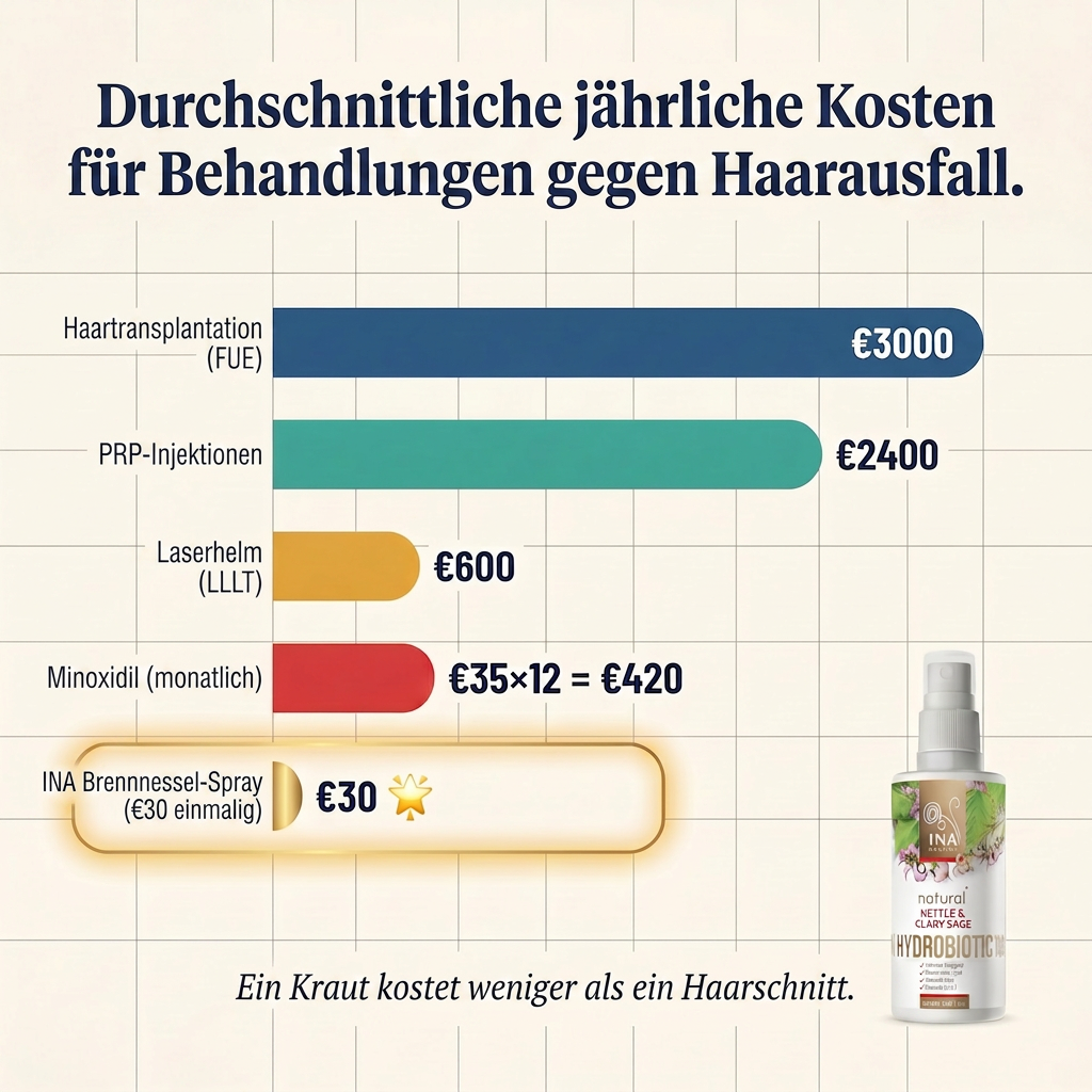 Bio Kosmetik - InaEssentials.de Facebook ad: Hören Sie auf, Tausende für Haarausfall auszugeben.