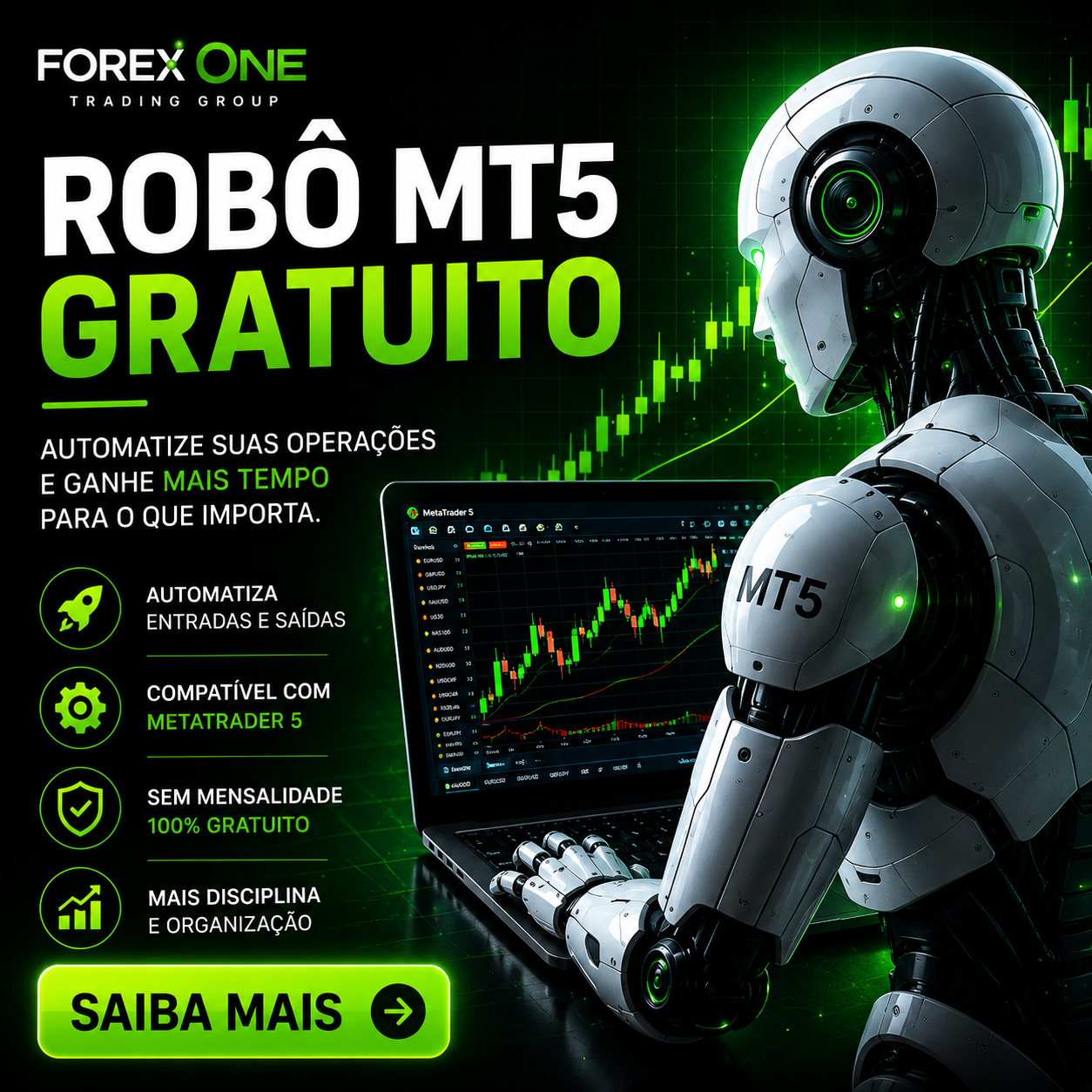 Forex One Facebook ad: Robô Forex Grátis MT5 - Download Expert Advisor Automático…