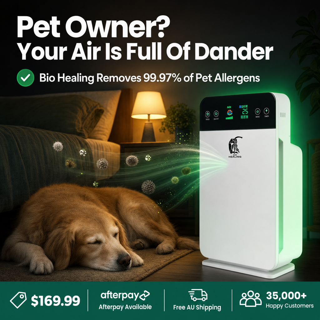 Bio Healing Au Facebook ad: Pet Owner? Your Air Is Full Of Dander