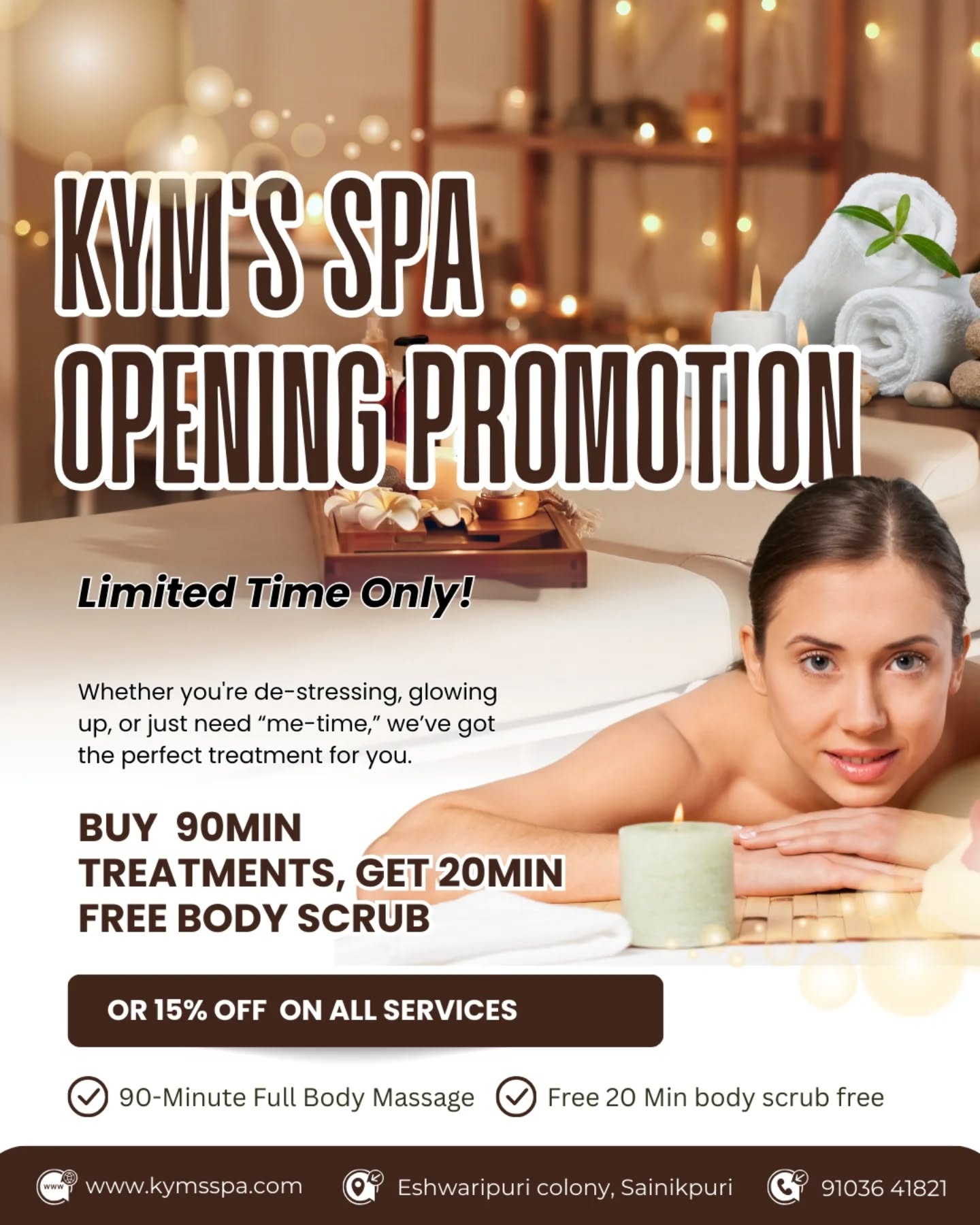 Kyms Spa Facebook ad from Sep 17, 2025