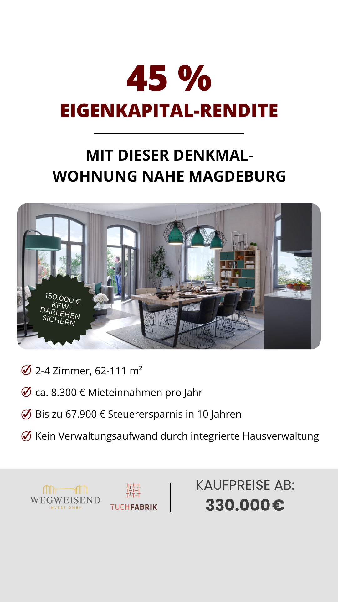 Wohnquartier Tuchfabrik Facebook ad: Sichere Investition in bester Lage von Burg