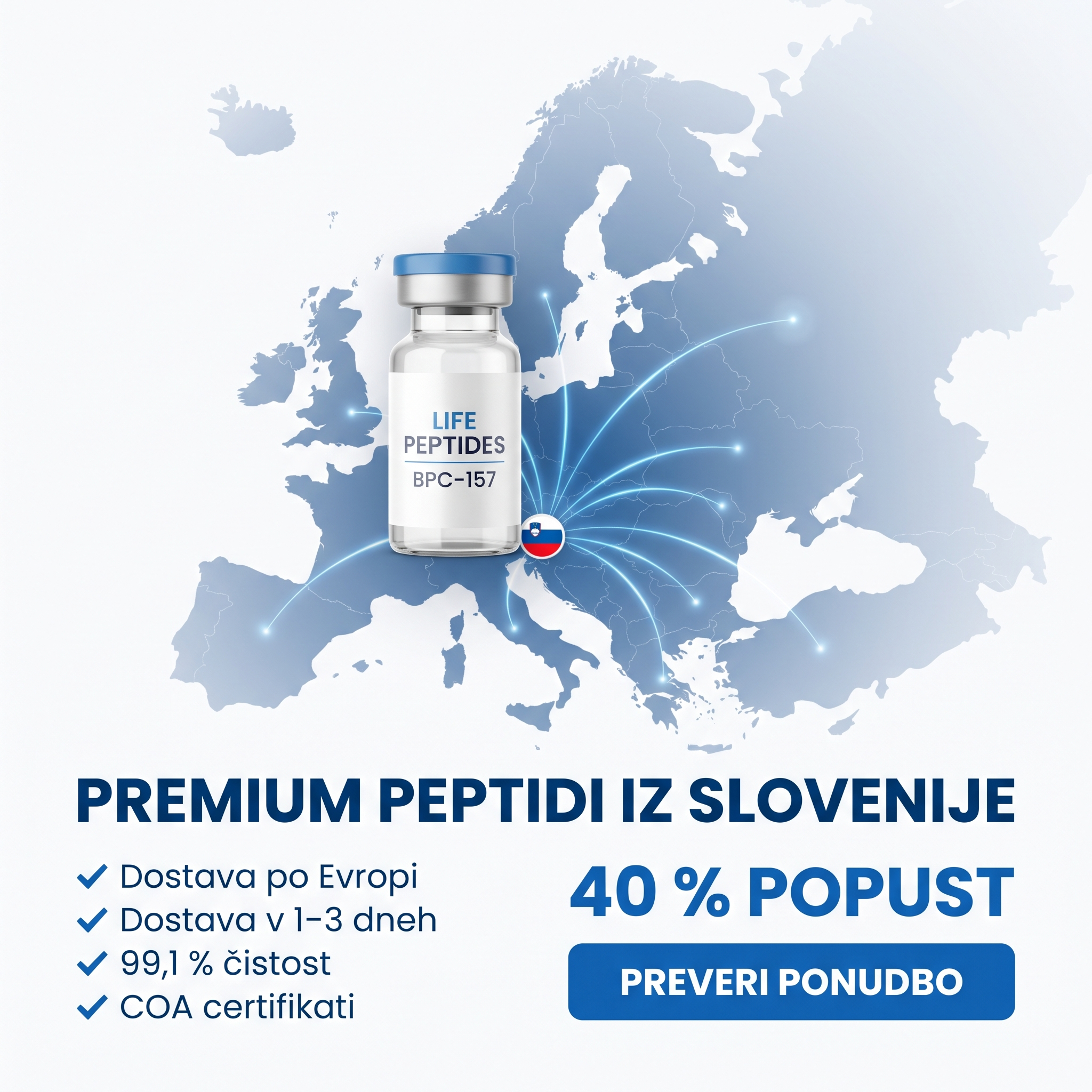 Life Peptide Facebook ad: Premium peptidi. Odlične cene.