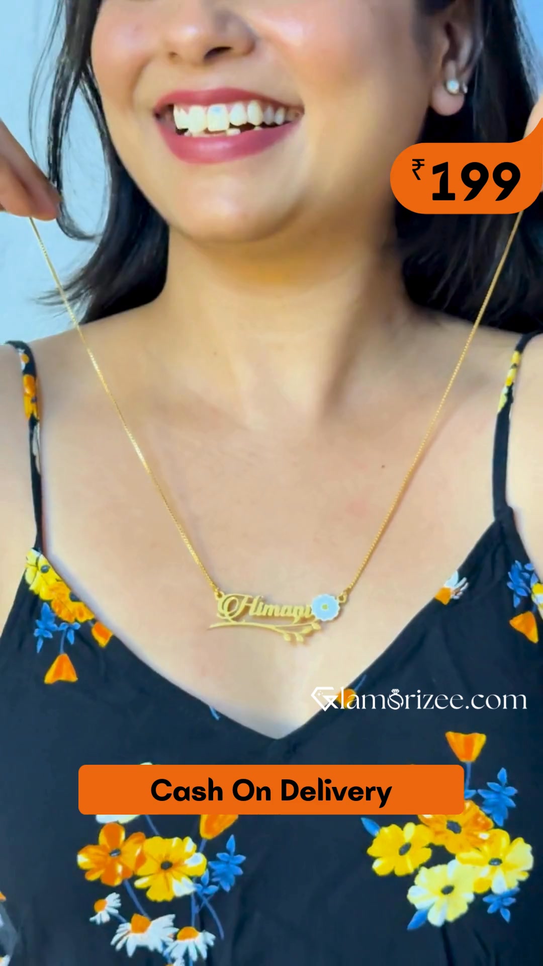 Glamorizee Facebook ad: Customized Name Pendant, Only ₹199