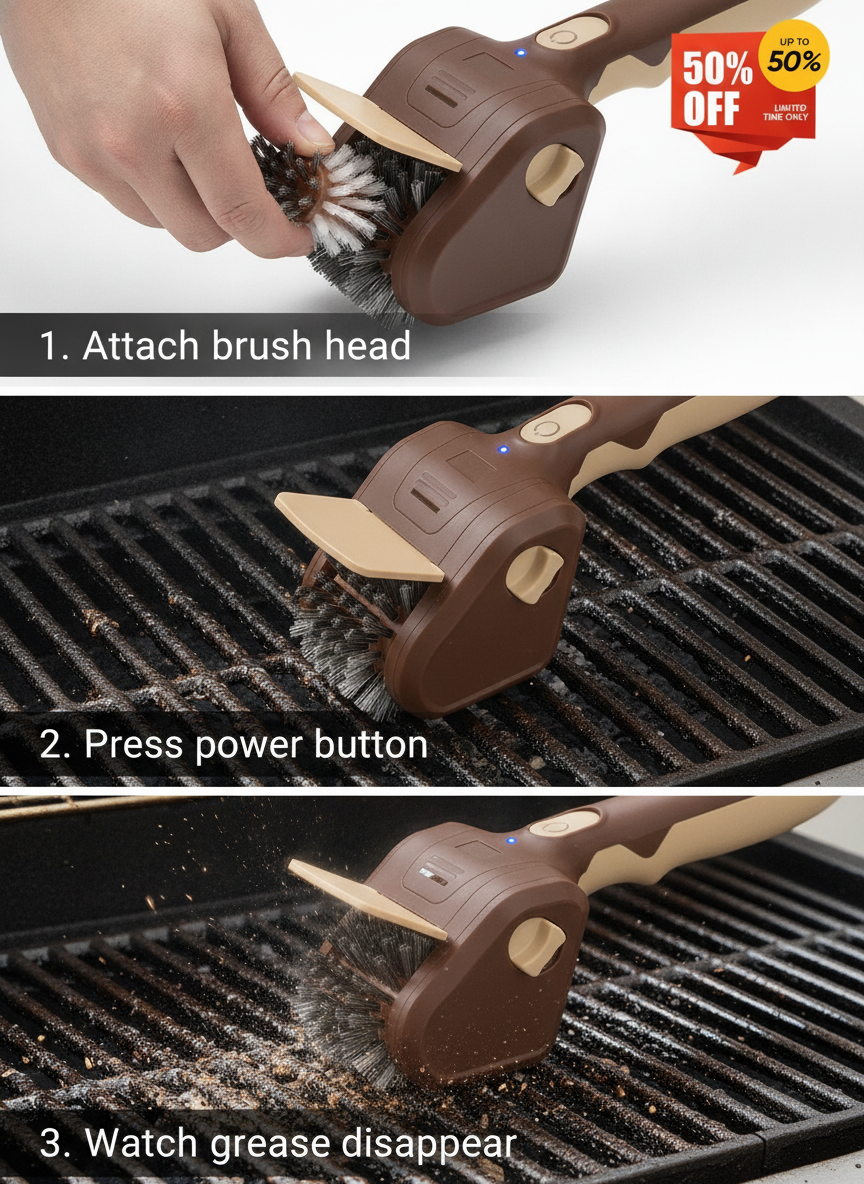 Soleilumie Facebook ad: No More Scrubbing, Clean Grill, Better BBQ!