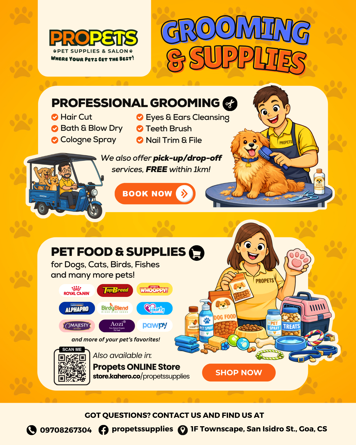 Propets Pet Supplies and Salon Facebook ad: Book a Pet Groomer Now!