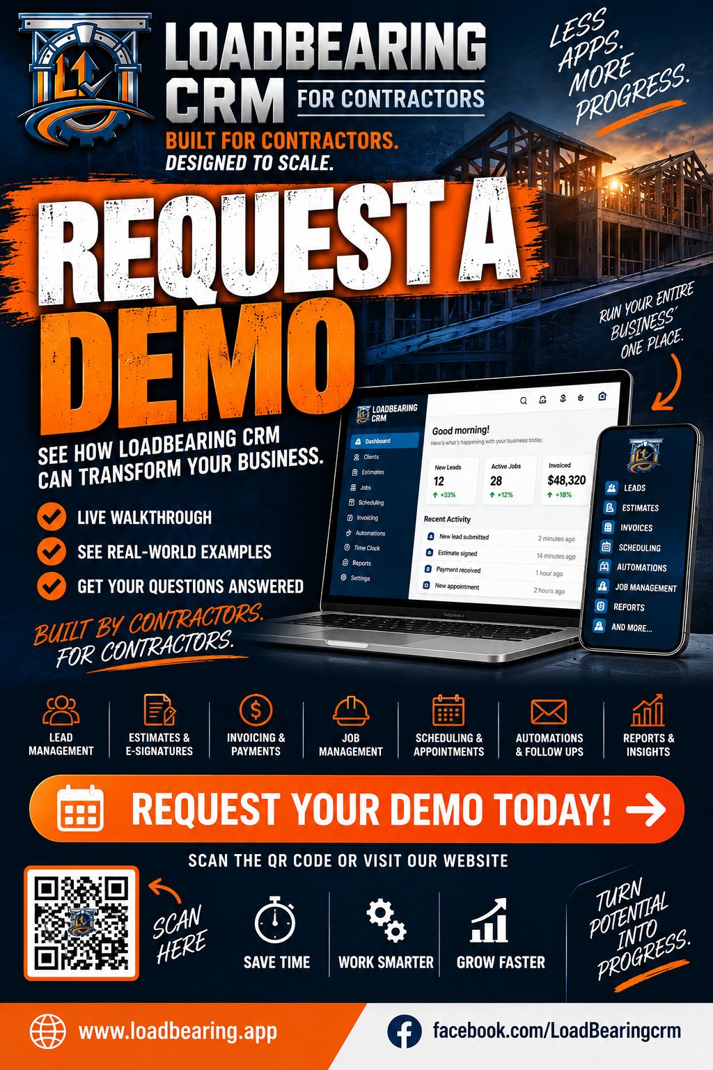 LoadBearing CRM Facebook ad: Contractor CRM for Roofing & Exteriors | LoadBearing