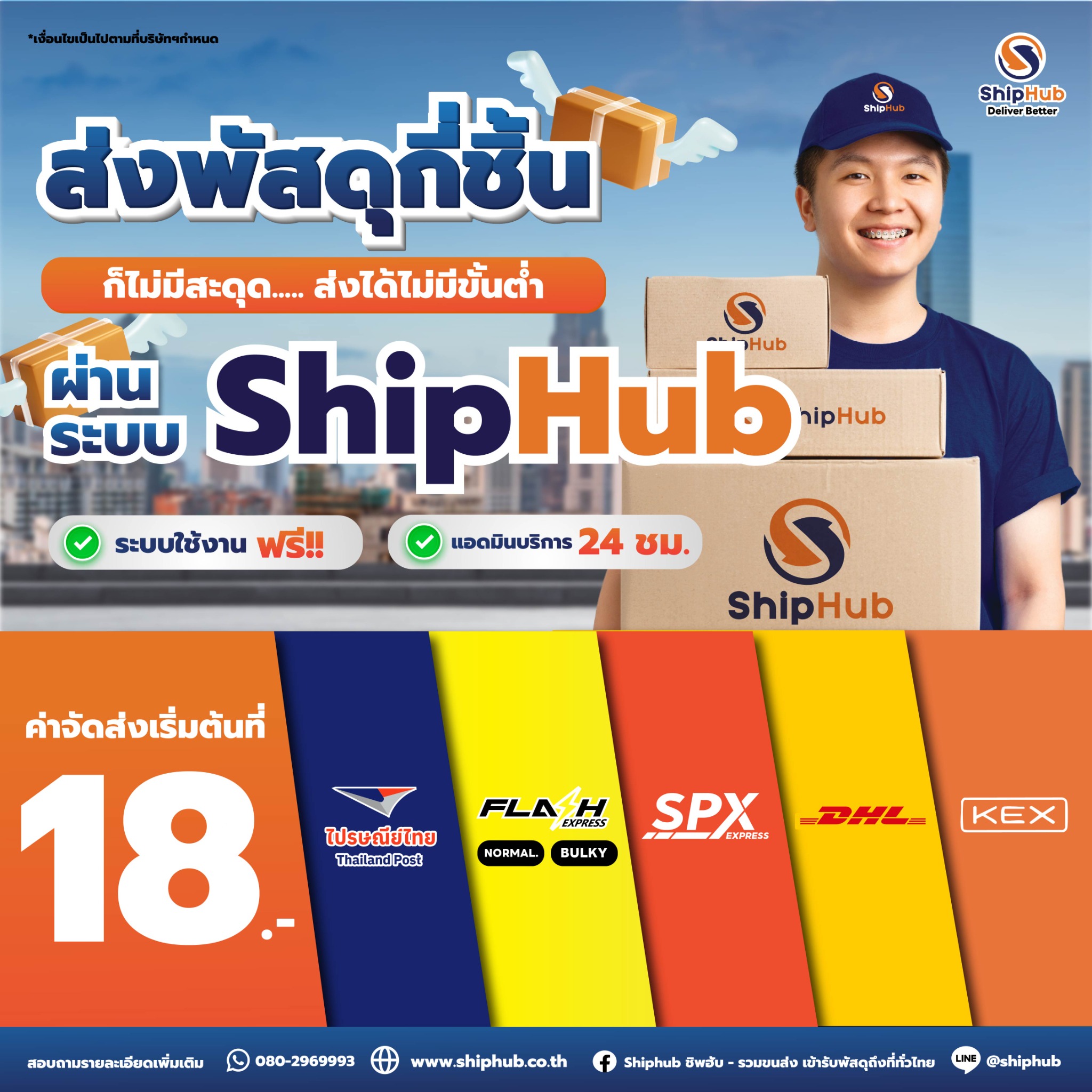 ShipHub ชิพฮับ - ระบบรวมขนส่ง เข้ารับพัสดุถึงที่ทั่วไทย Facebook ad from Oct 21, 2025