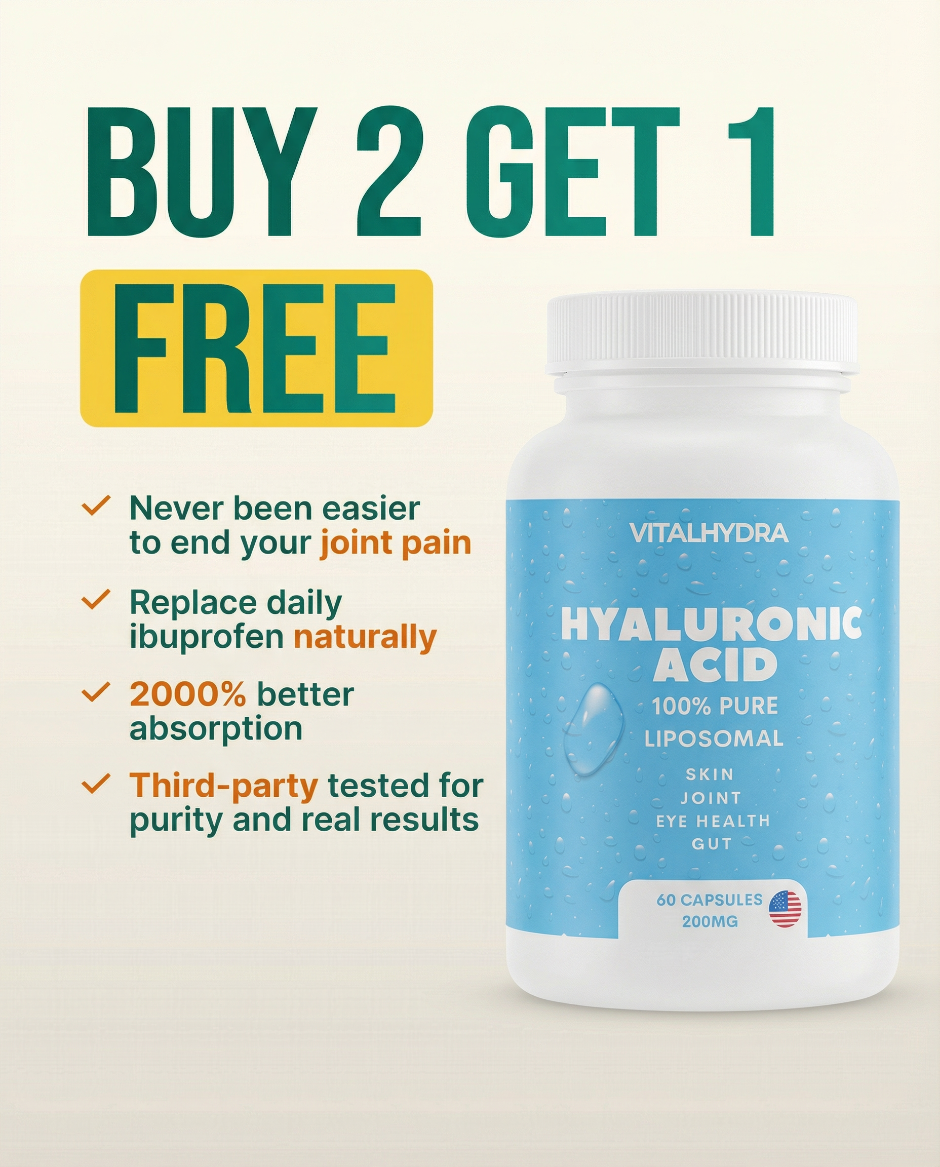 VitalHydra Facebook ad: ONE PILL A DAY