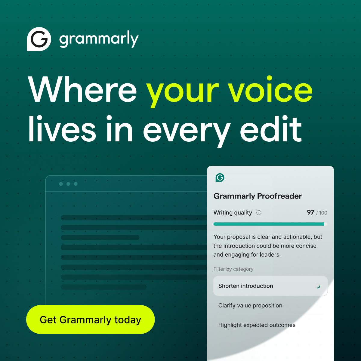 Grammarly Facebook ad