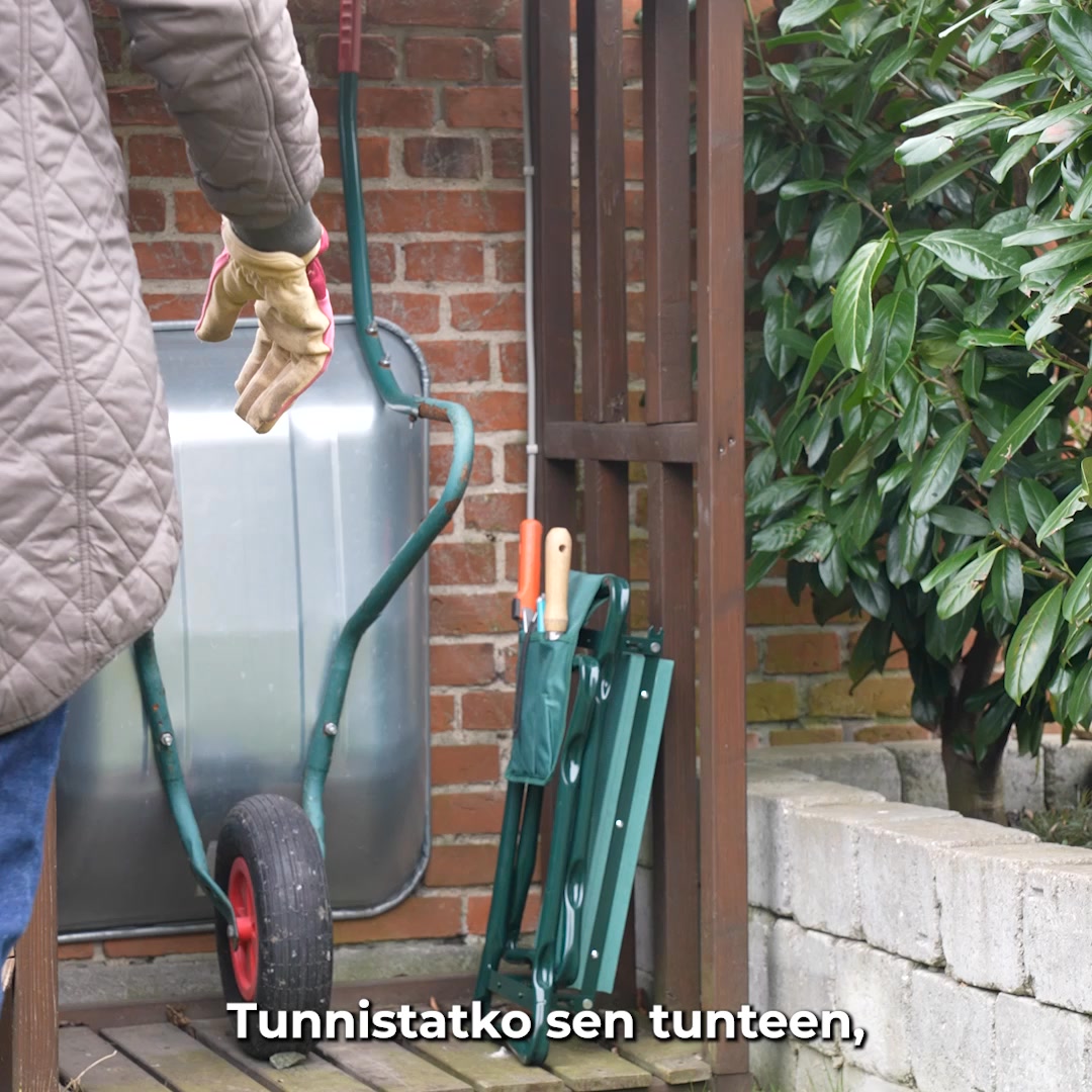 Seniorlife.fi Facebook ad: Kätevä 2-in-1-jakkara puutarhatöihin